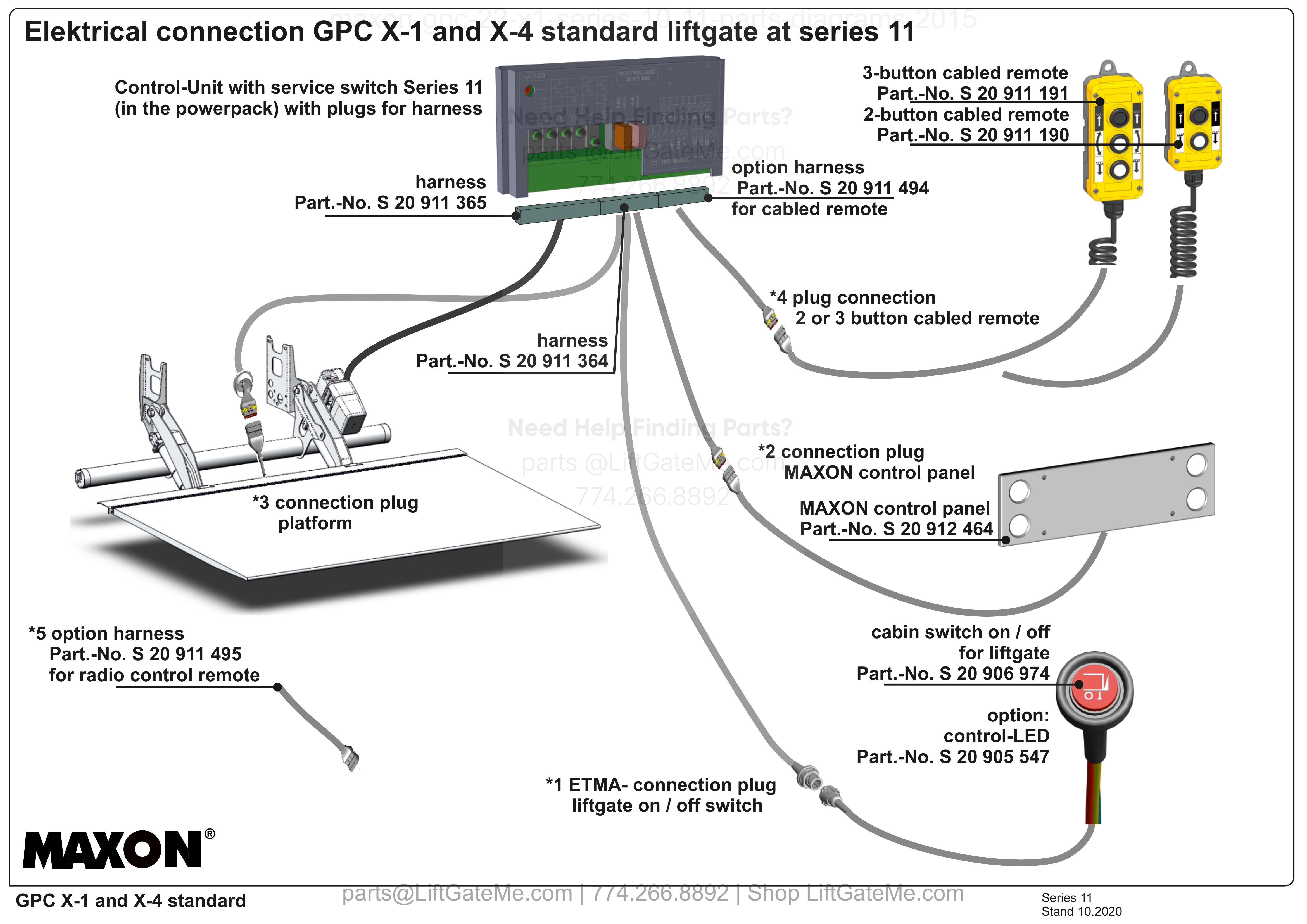 Electrical connection GPC X-1 and X-4 standard liftgate at series 11 diagram