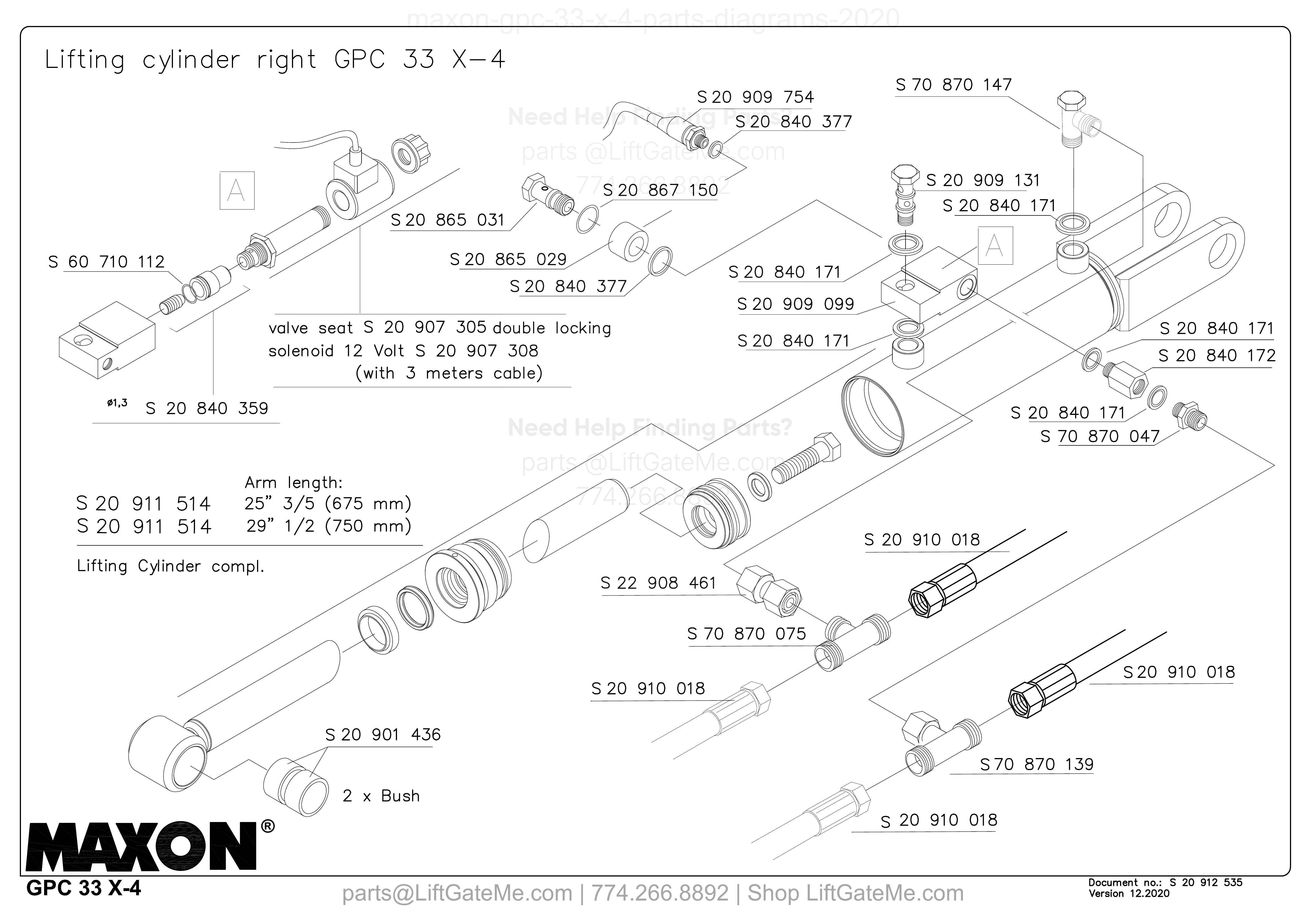 Lifting cylinder right GPC 33 X-4 diagram