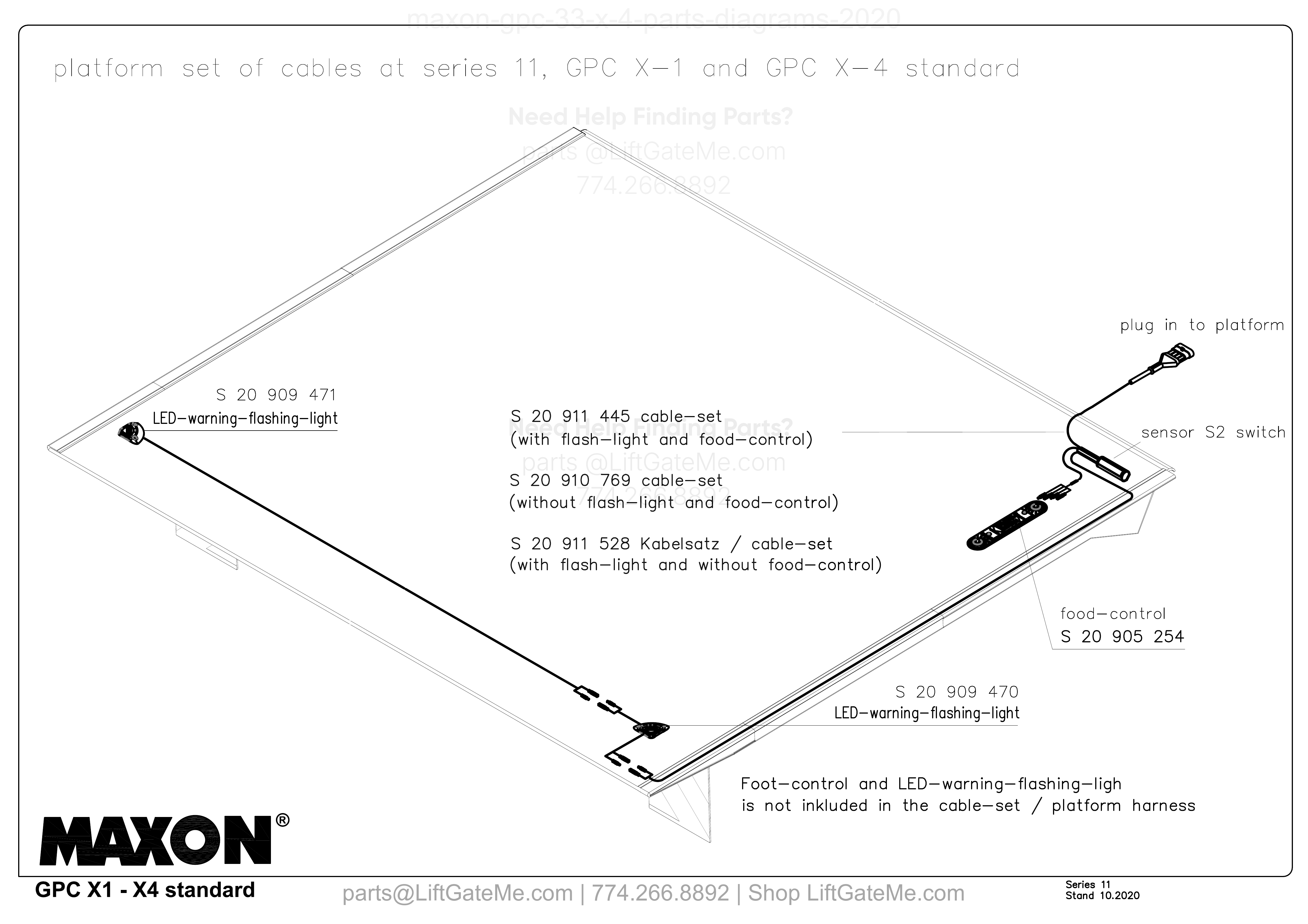 platform set of cables at series 11, GPC X-1 and GPC X-4 standard diagram