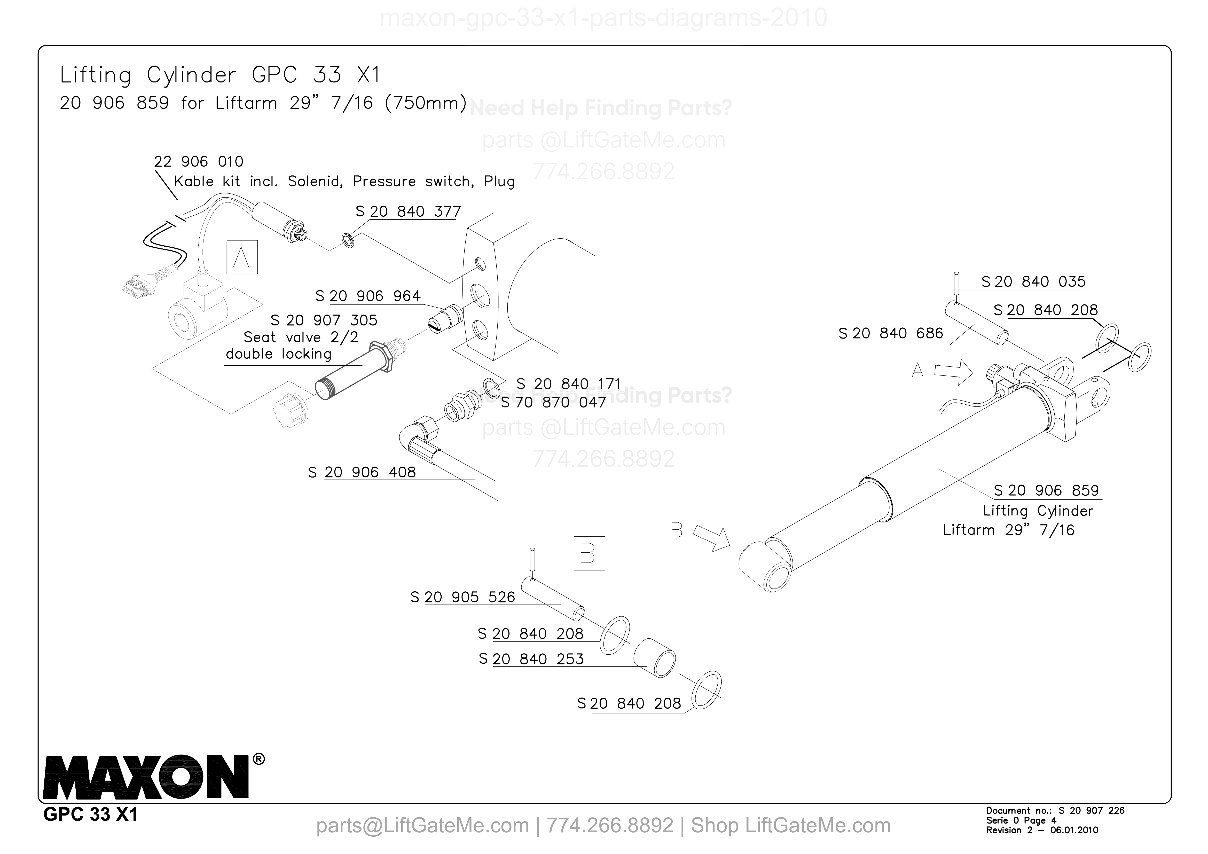 Lifting Cylinder GPC 33 X1 diagram