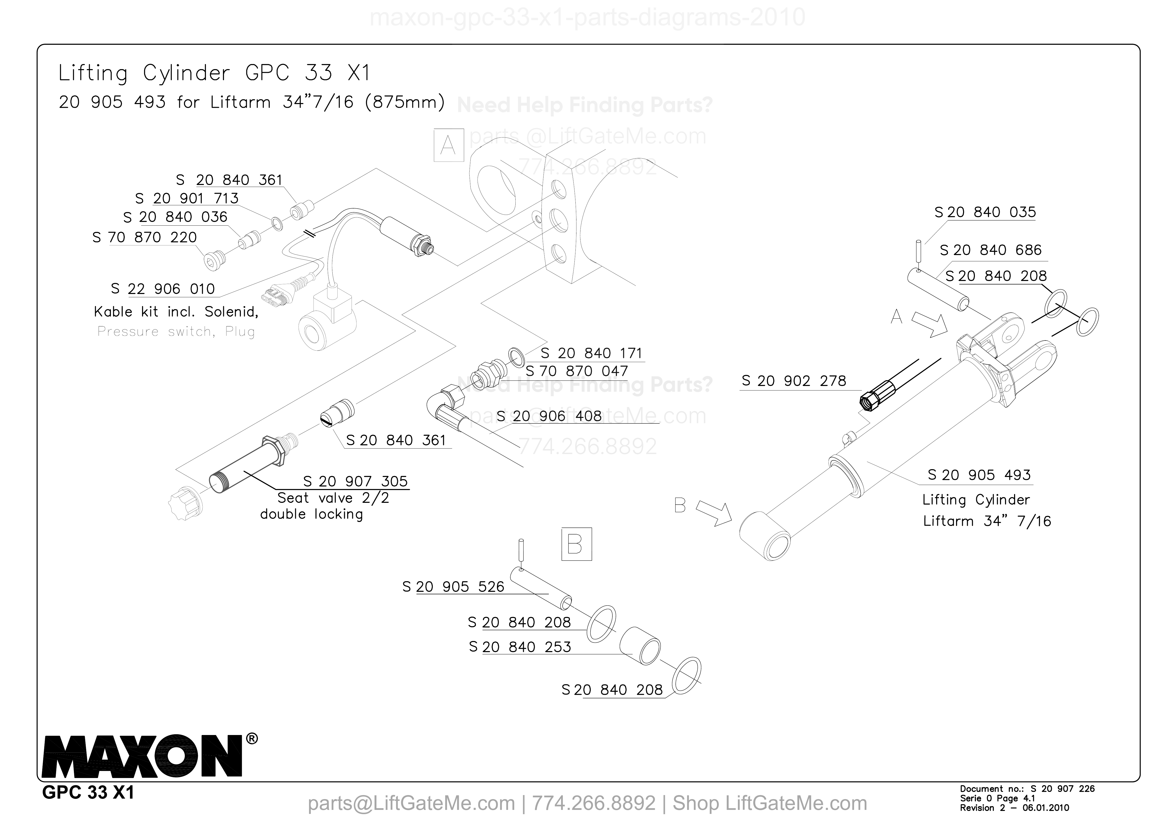 Lifting Cylinder GPC 33 X1 diagram