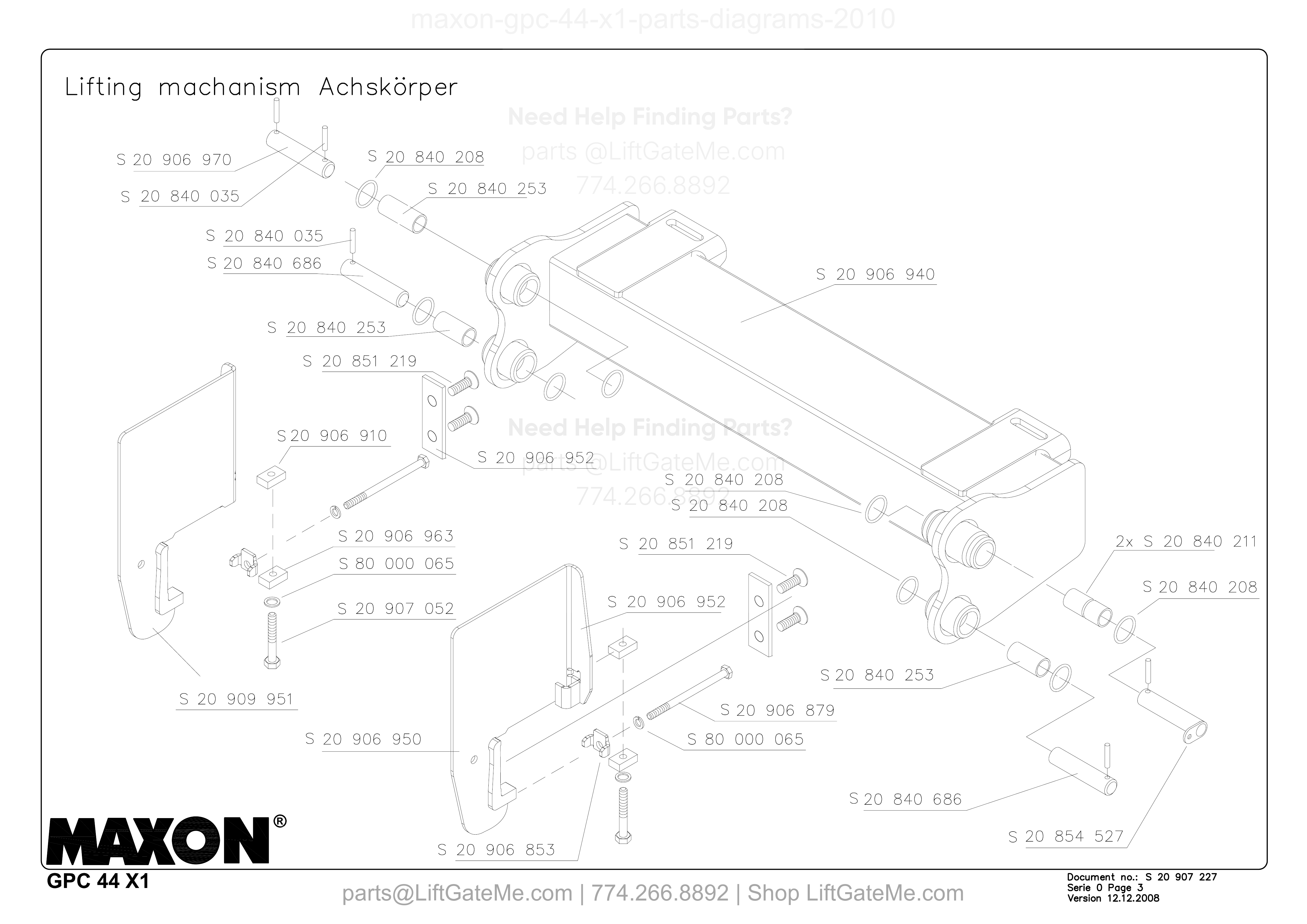 Lifting machanism Achskörper diagram