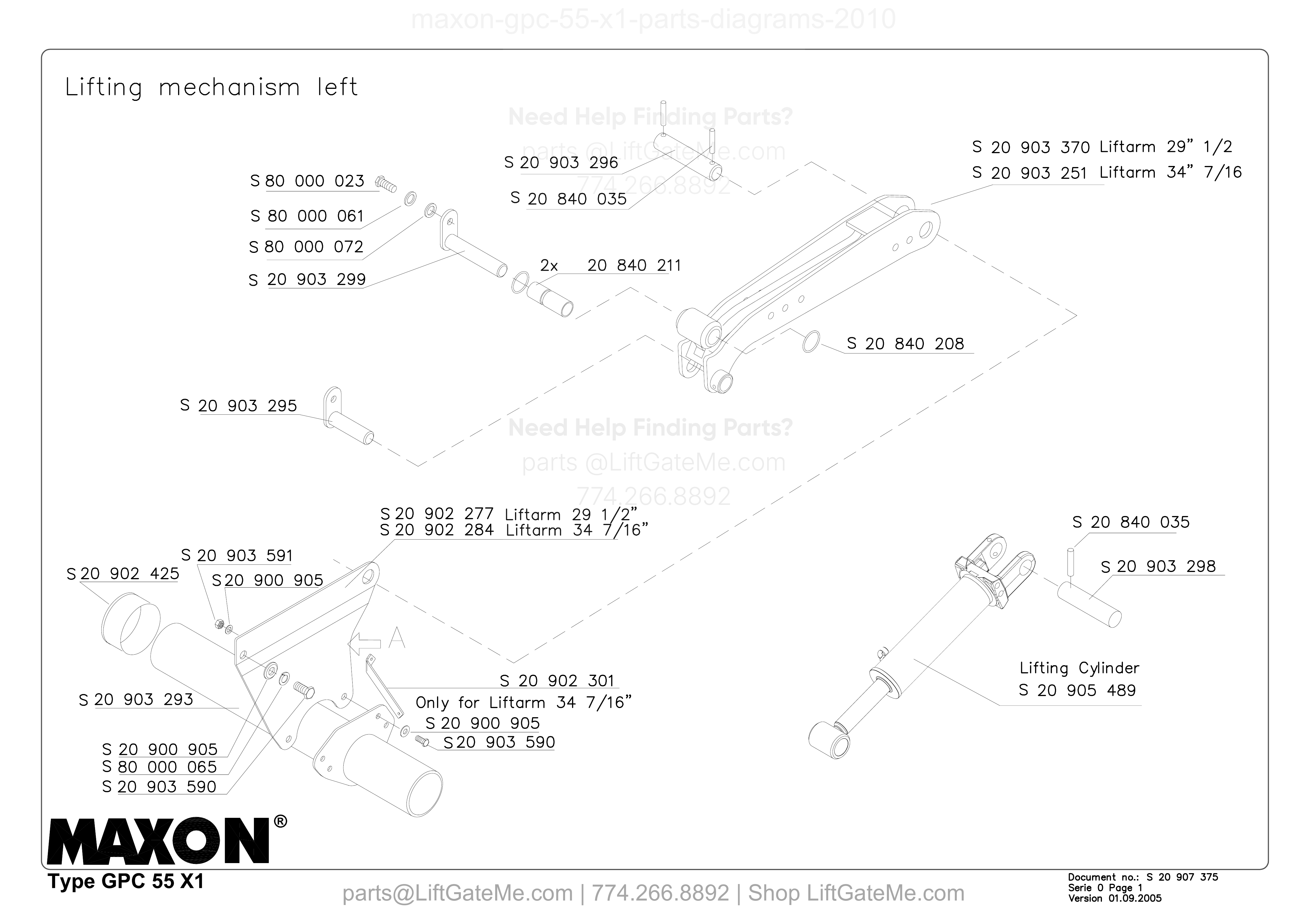 Lifting mechanism left diagram