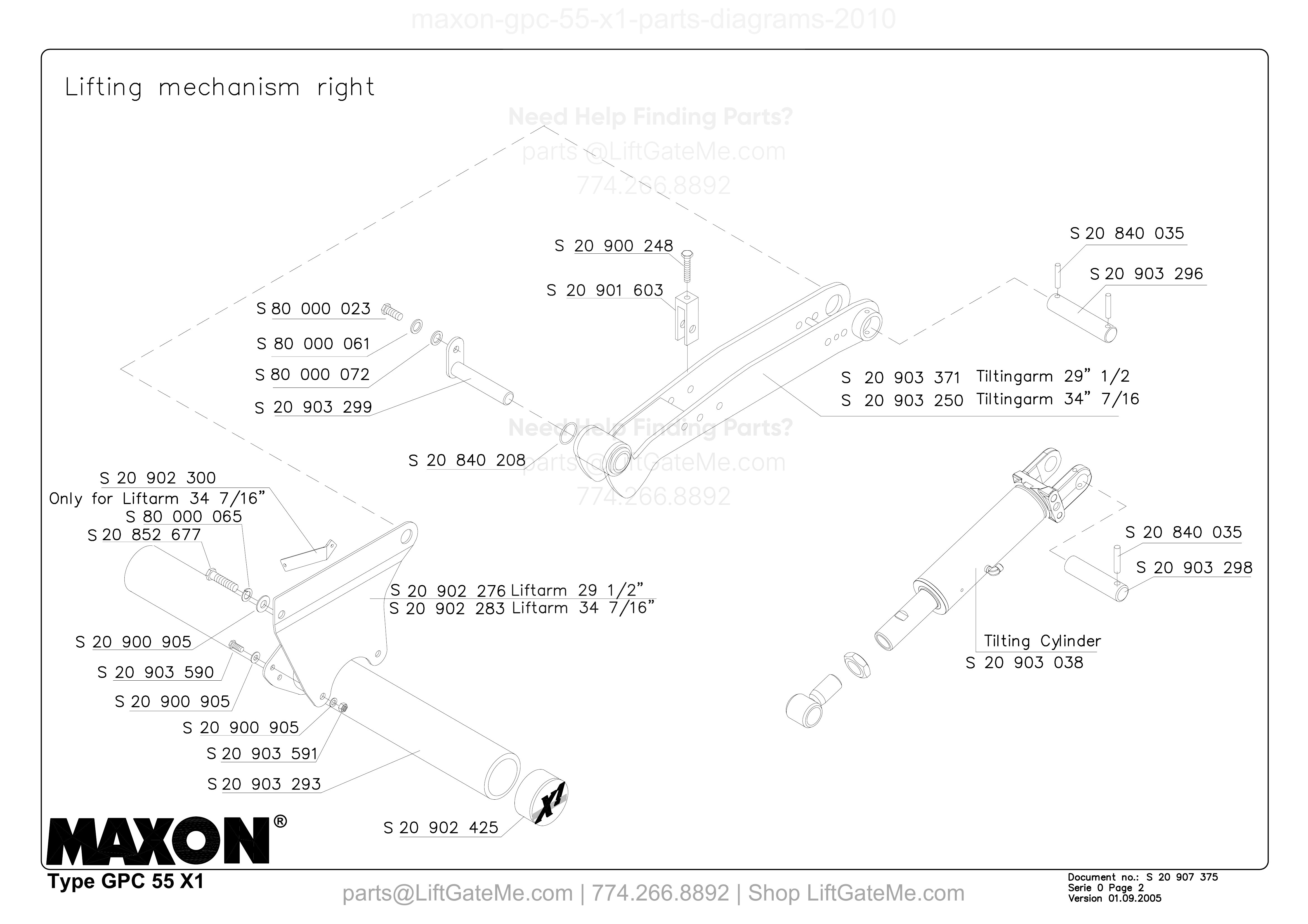 Lifting mechanism right diagram
