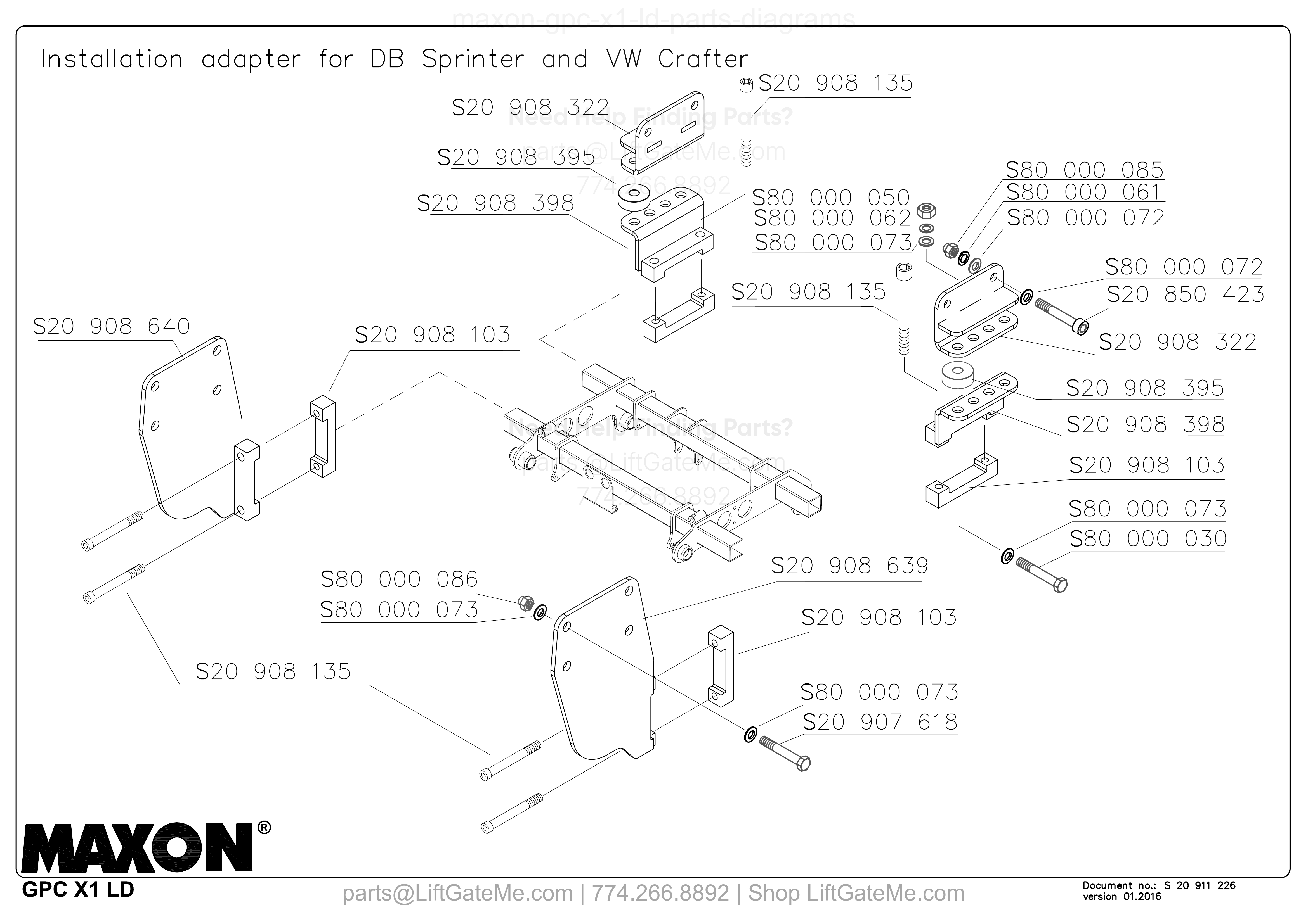 Installation adapter for DB Sprinter and VW Crafter diagram