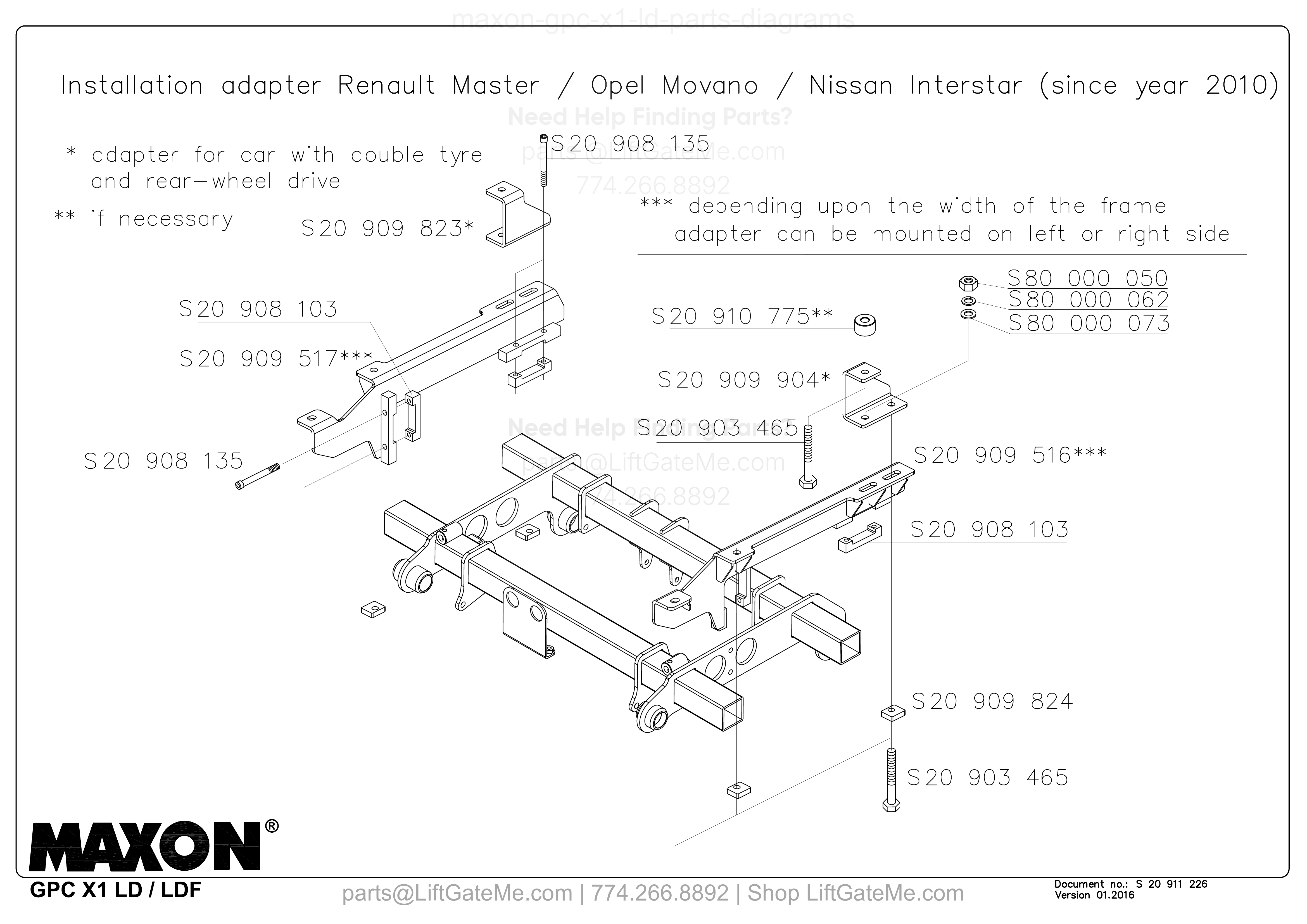 Installation adapter Renault Master / Opel Movano / Nissan Interstar (since year 2010) diagram