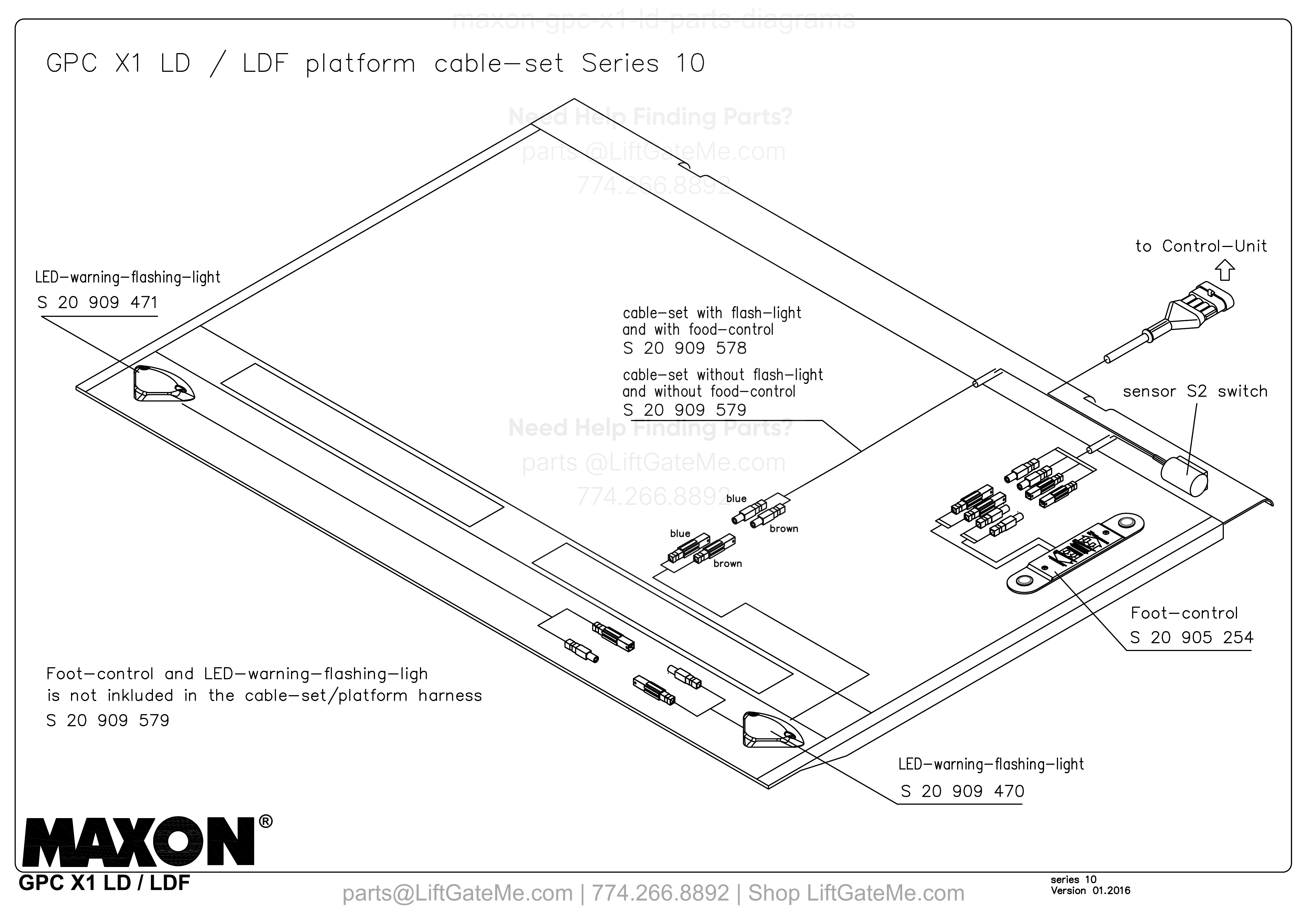 GPC X1 LD / LDF platform cable-set Series 10 diagram