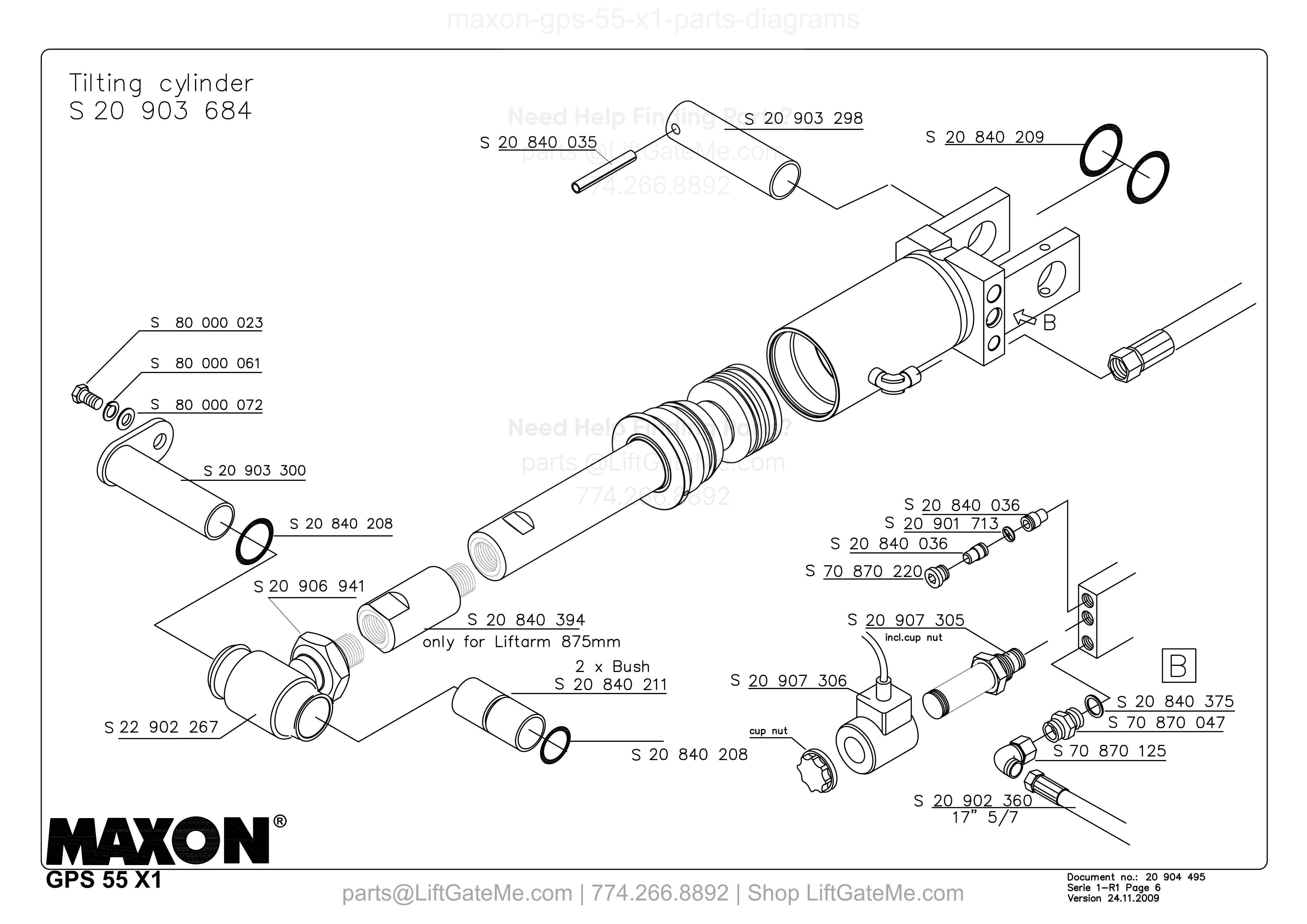 Tilting cylinder diagram