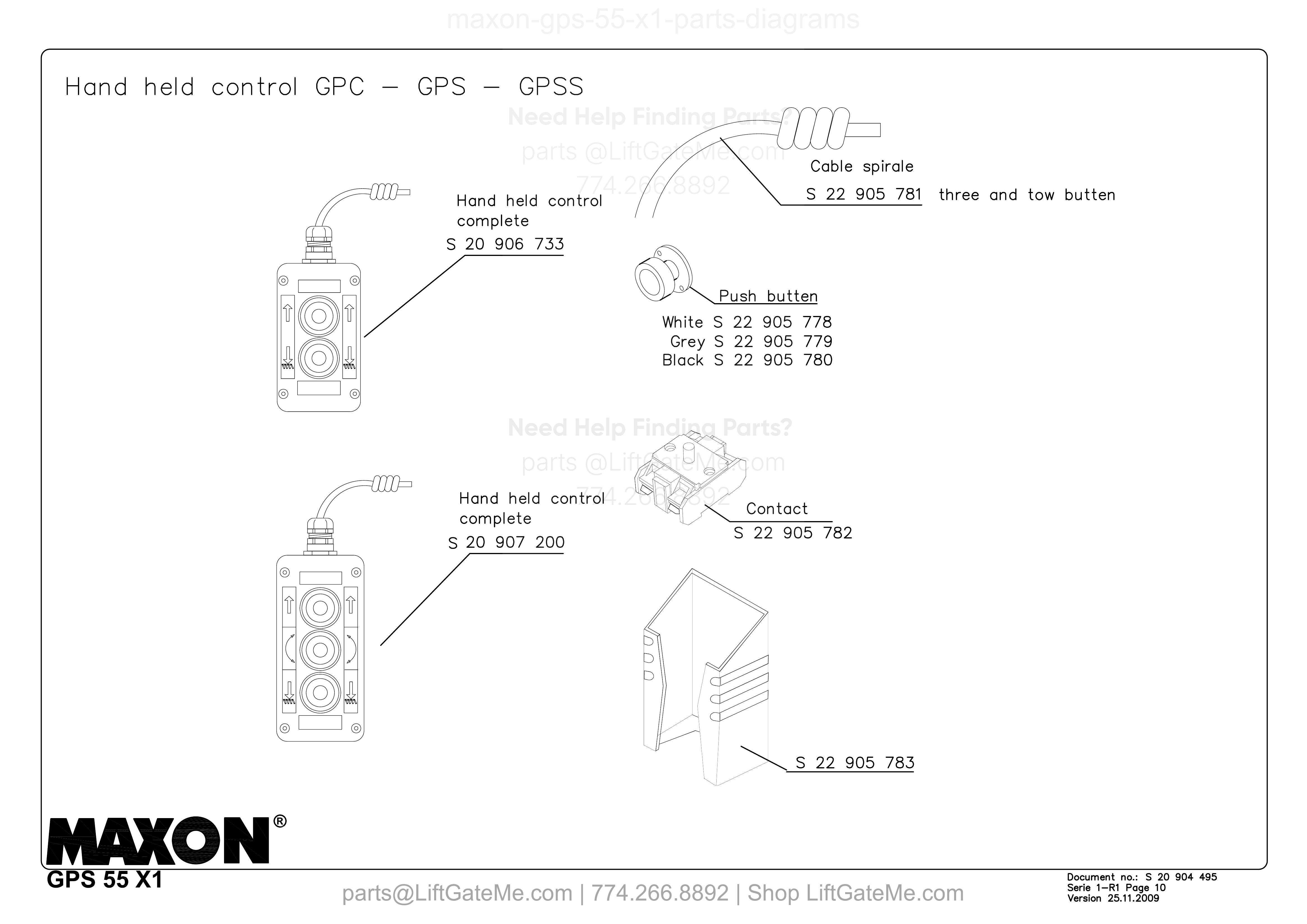 Hand held control GPC - GPS - GPSS diagram