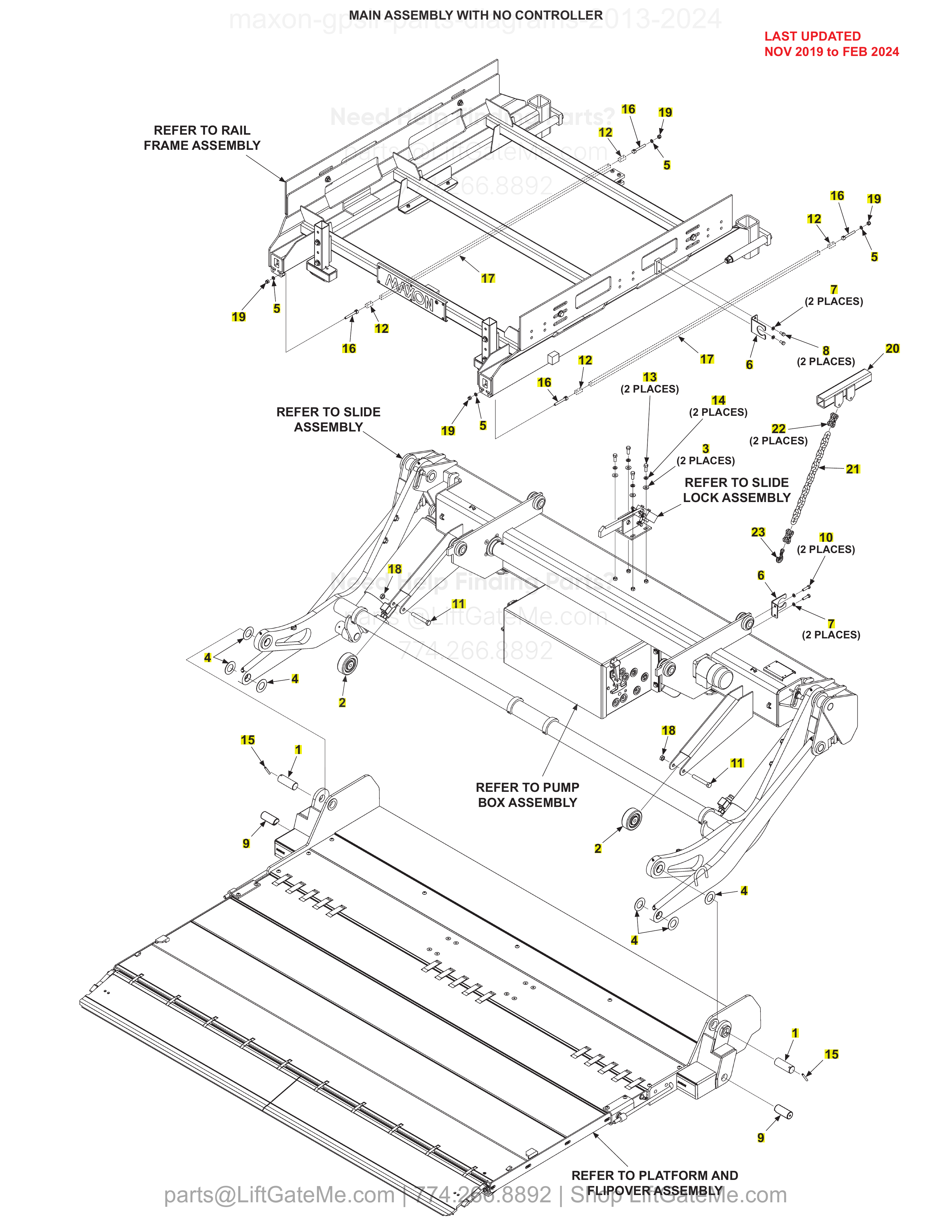 MAIN ASSEMBLY WITH NO CONTROLLER diagram