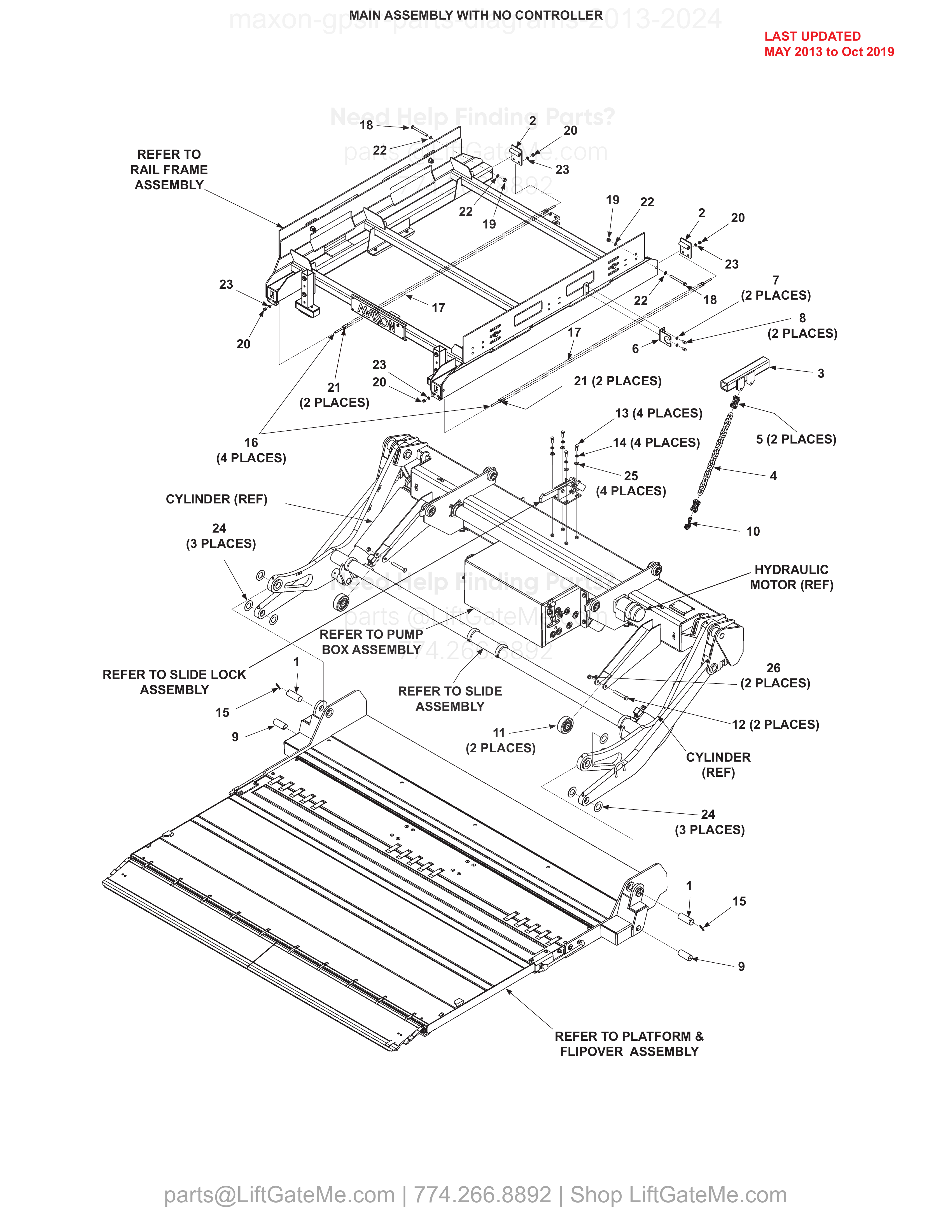 MAIN ASSEMBLY WITH NO CONTROLLER diagram