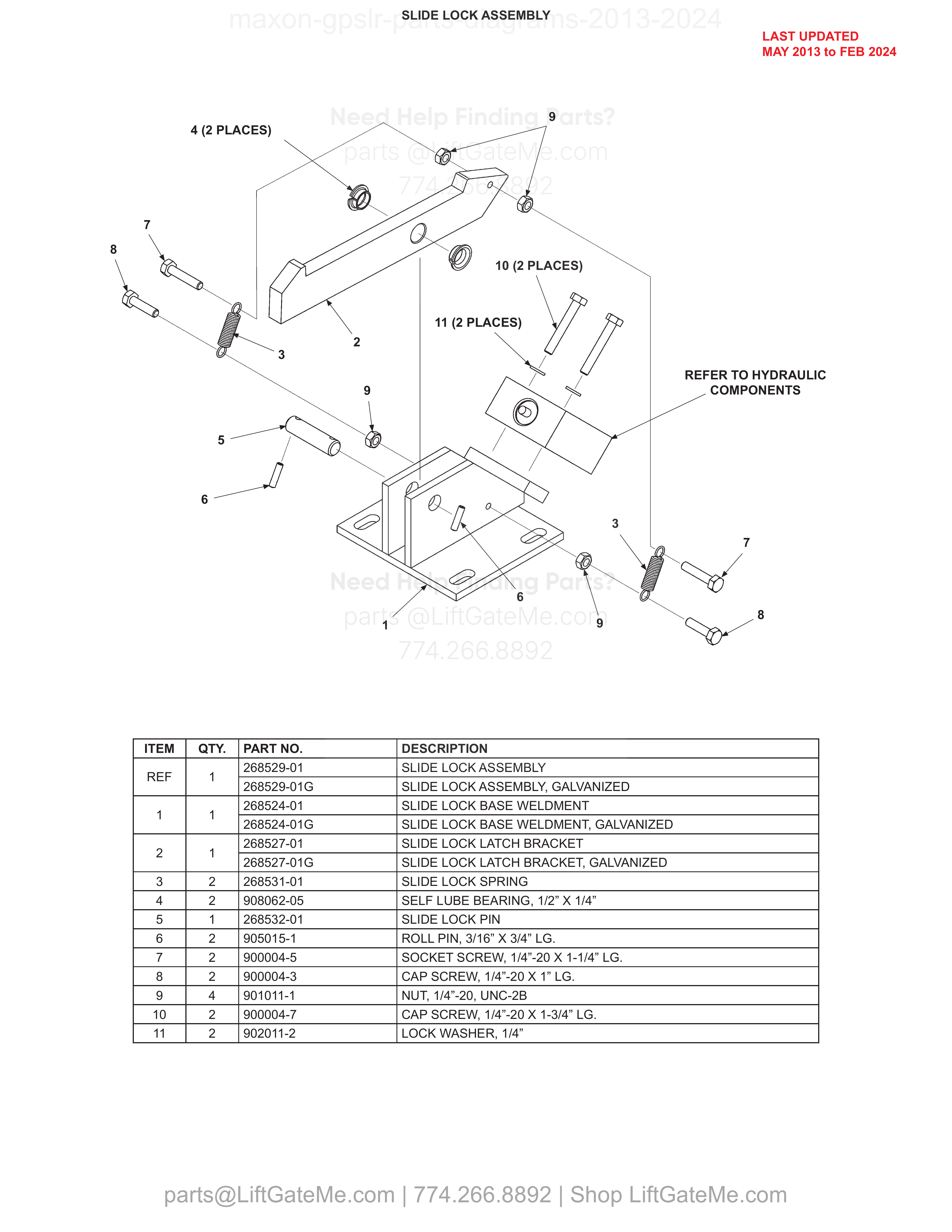 SLIDE LOCK ASSEMBLY diagram