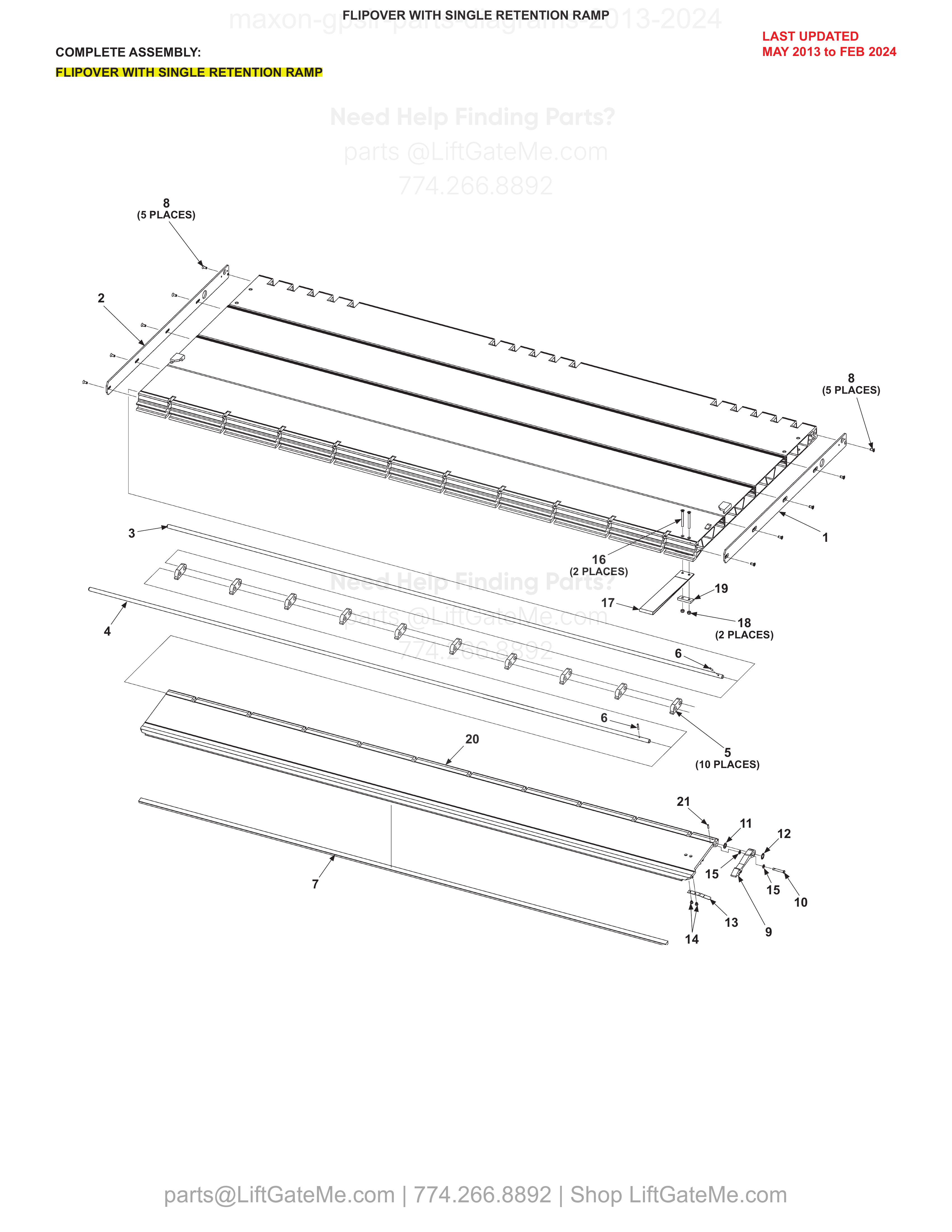 FLIPOVER WITH SINGLE RETENTION RAMP diagram