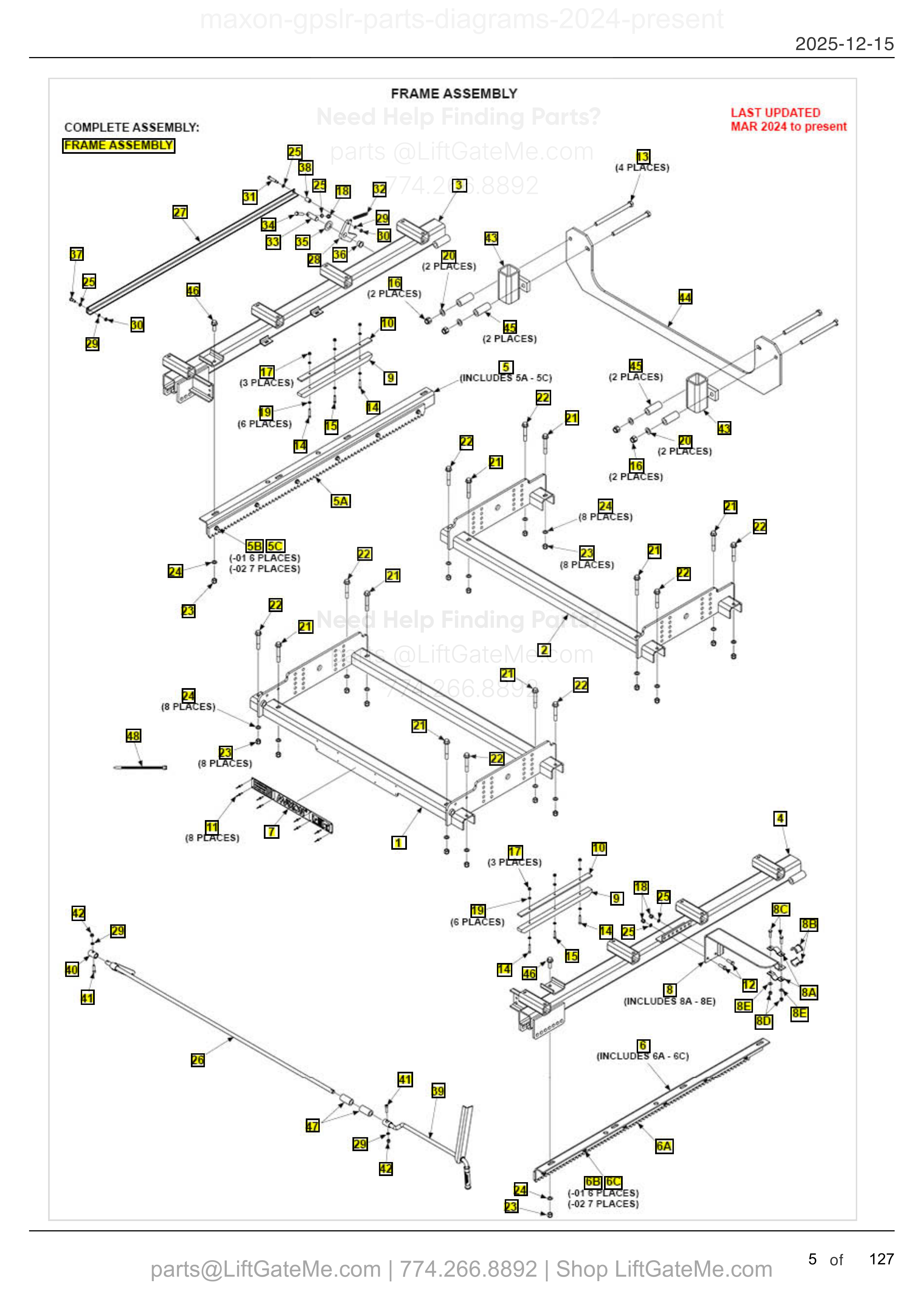 FRAME ASSEMBLY — MAR 2024 to present diagram