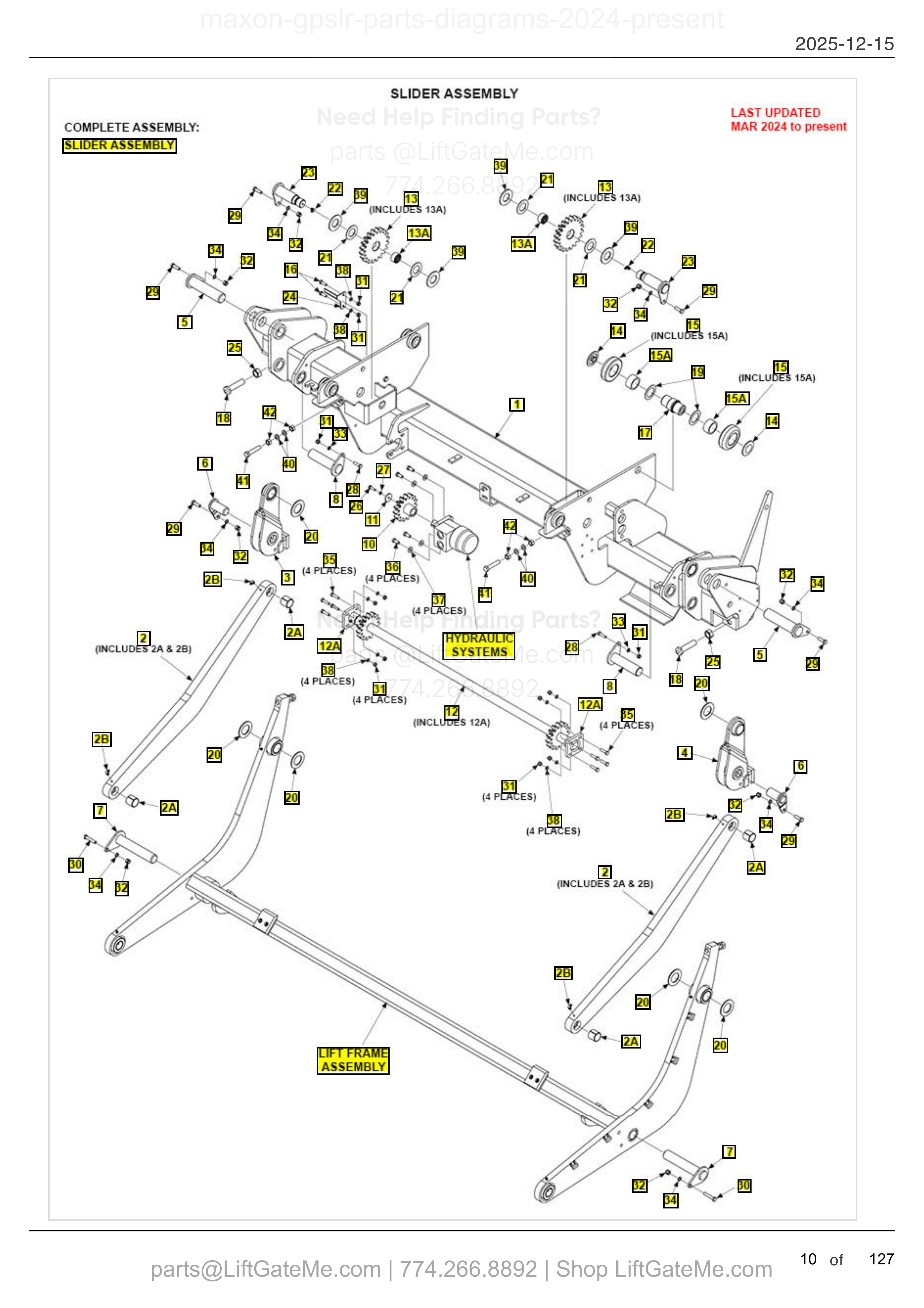 SLIDER ASSEMBLY — MAR 2024 to present diagram