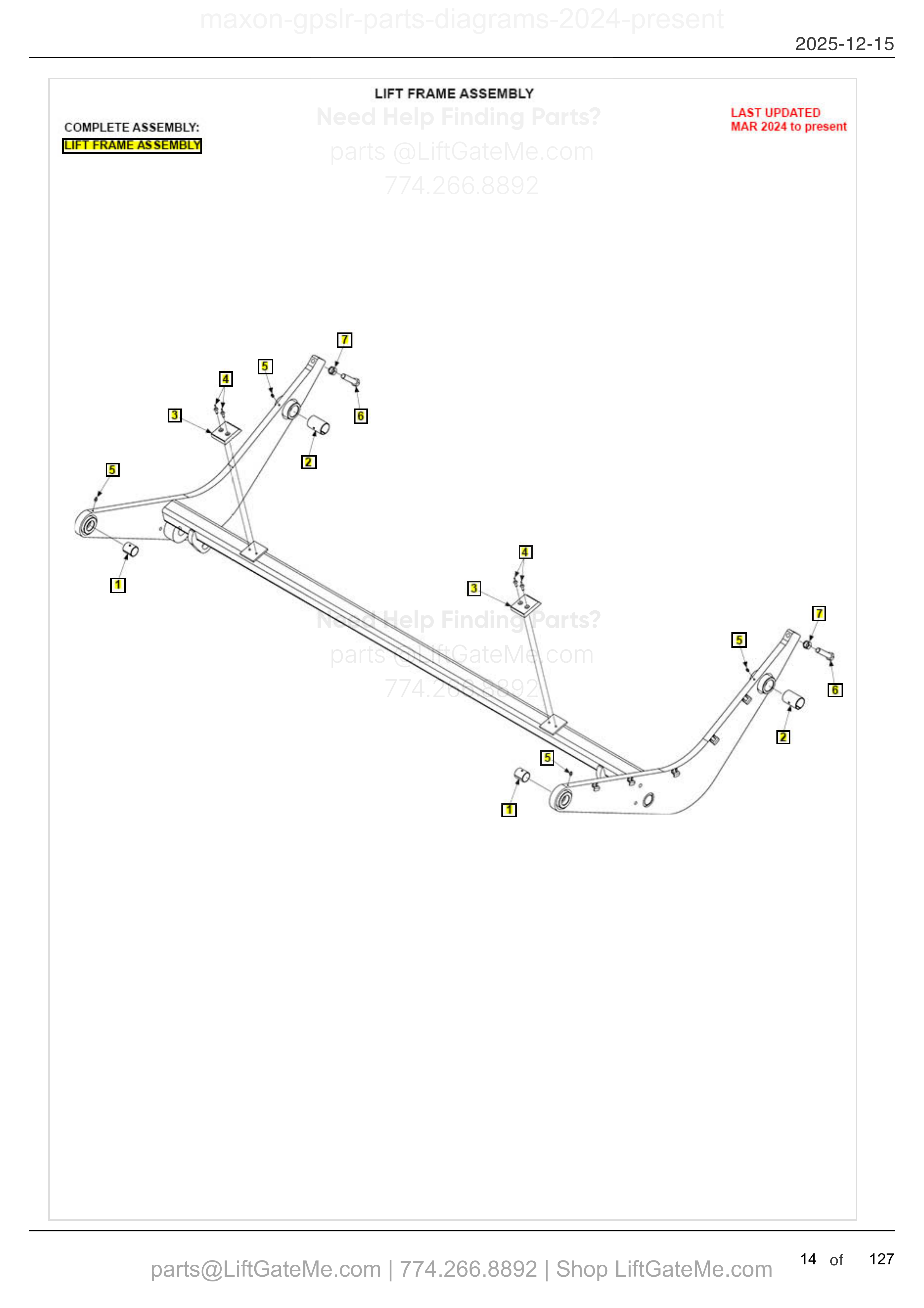 LIFT FRAME ASSEMBLY — MAR 2024 to present diagram