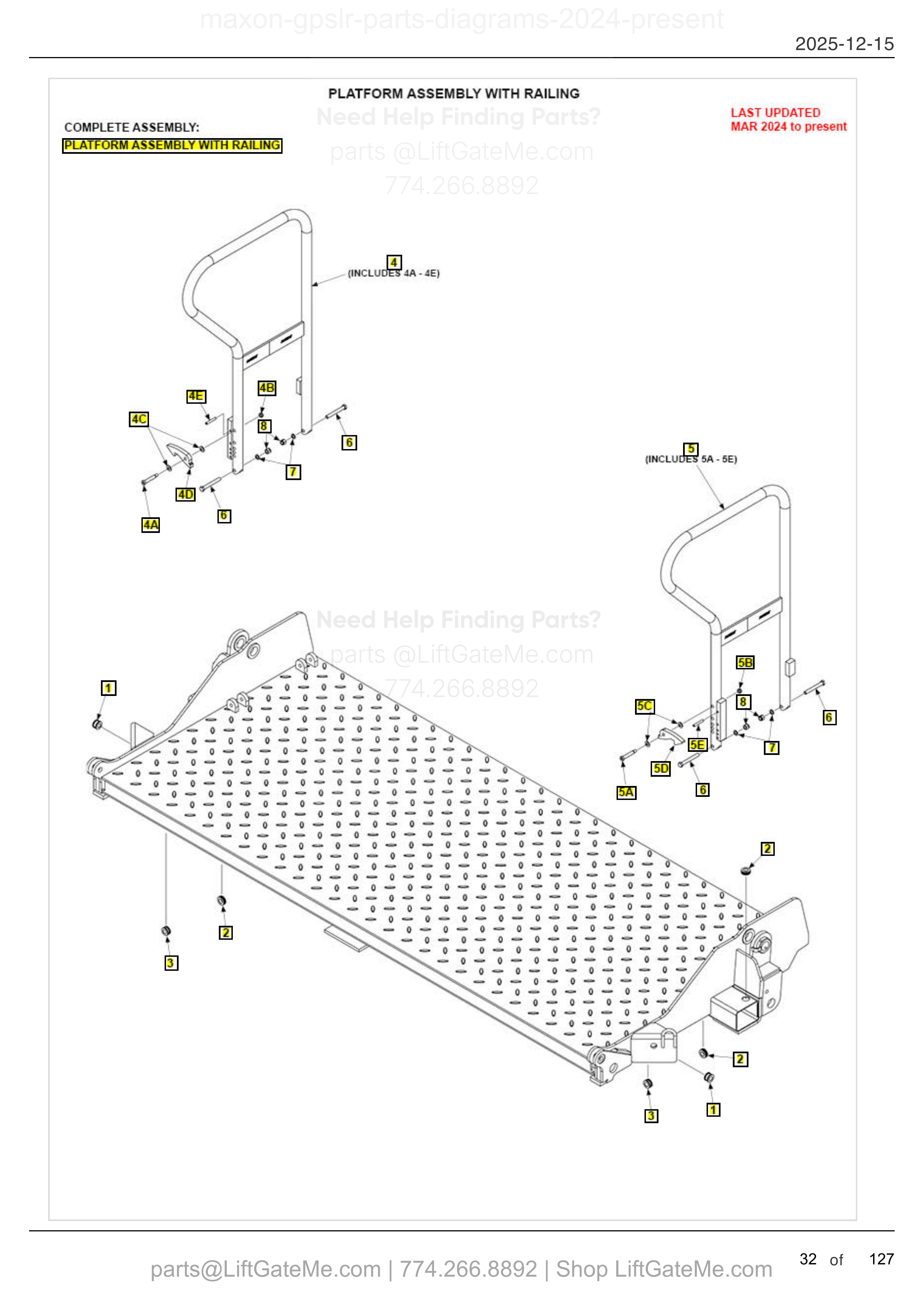 PLATFORM ASSEMBLY WITH RAILING — MAR 2024 to present diagram