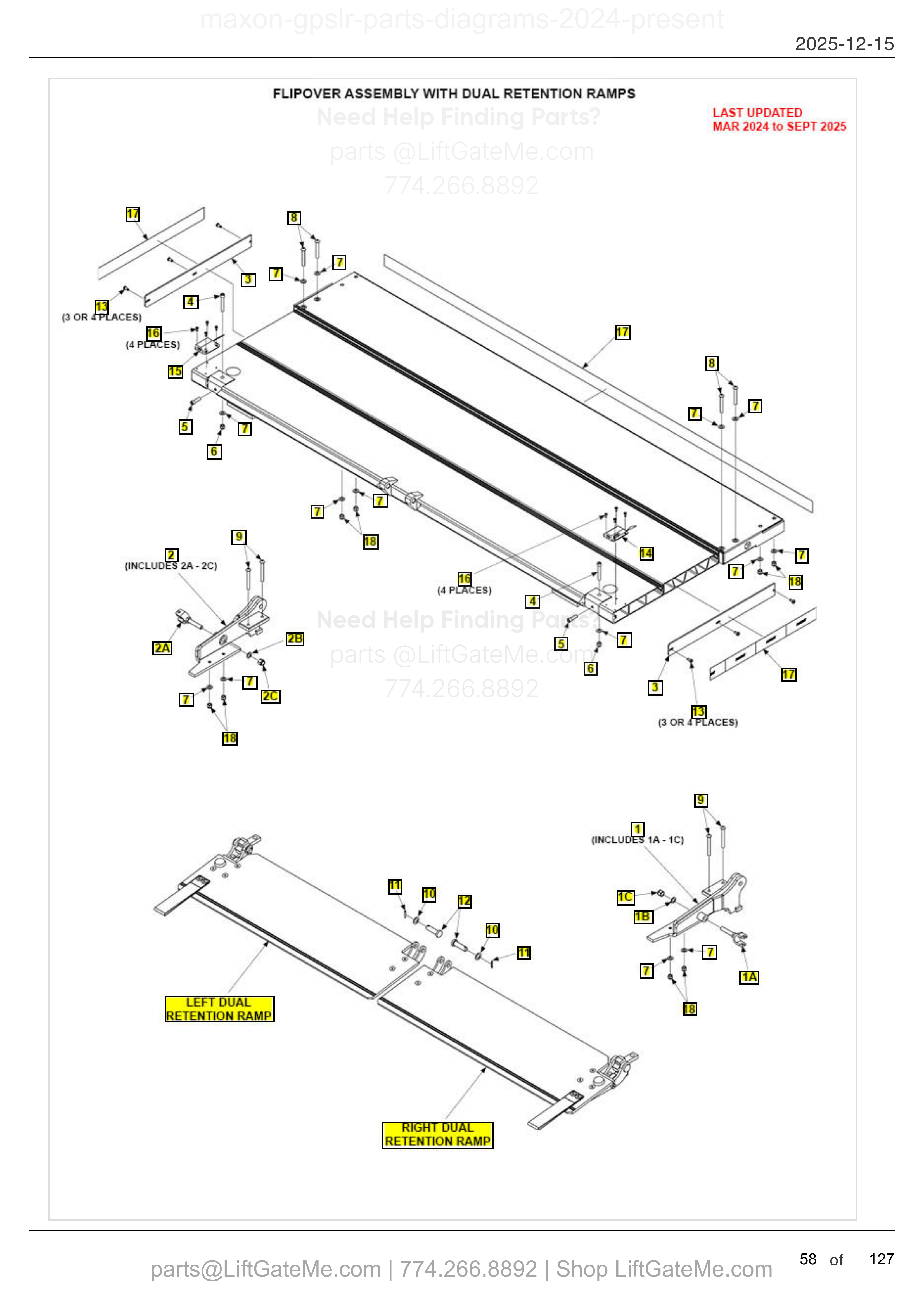 FLIPOVER ASSEMBLY WITH DUAL RETENTION RAMPS — MAR 2024 to SEPT 2025 diagram