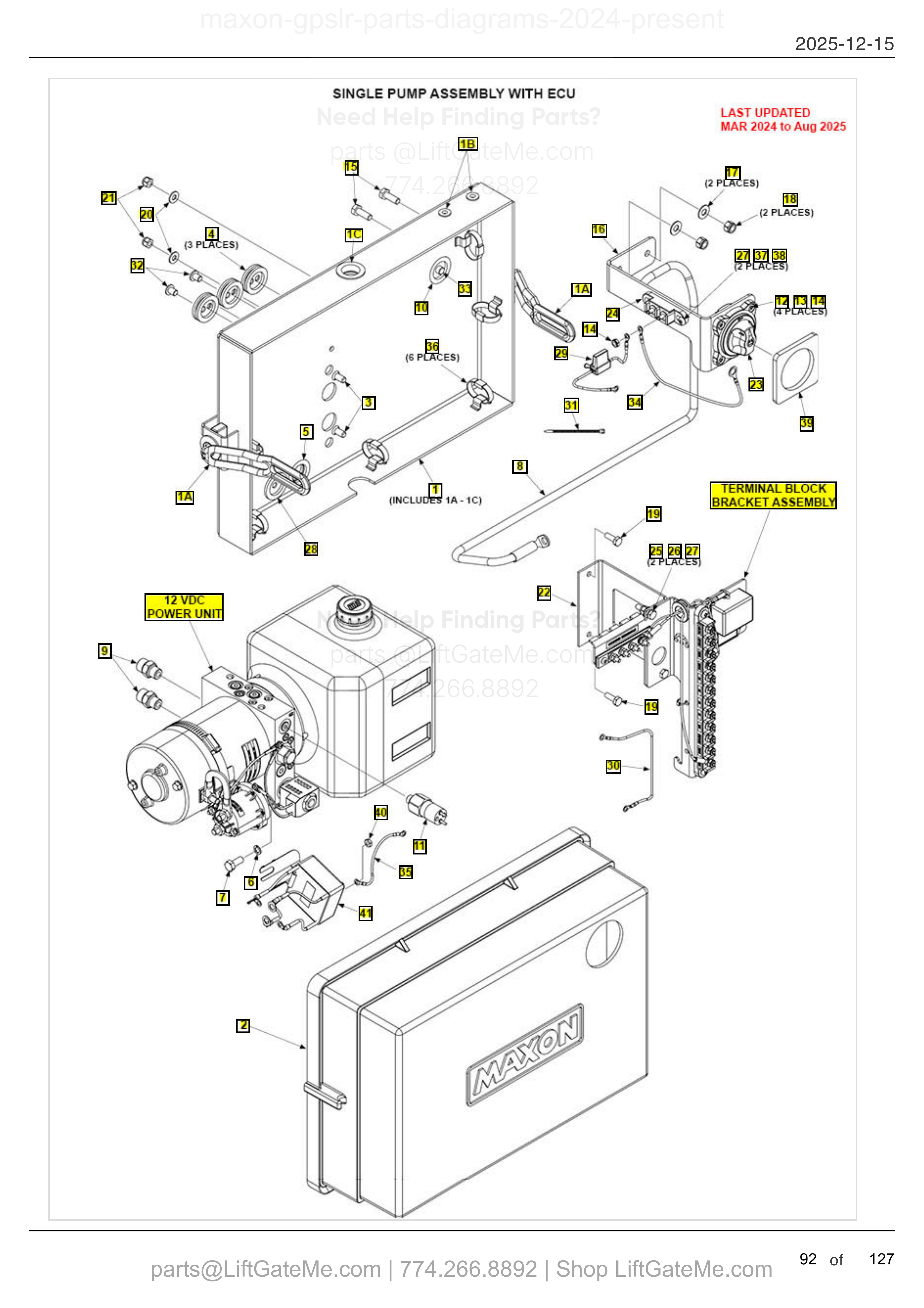 Single Pump Assembly With ECU — Mar 2024 to Aug 2025 diagram