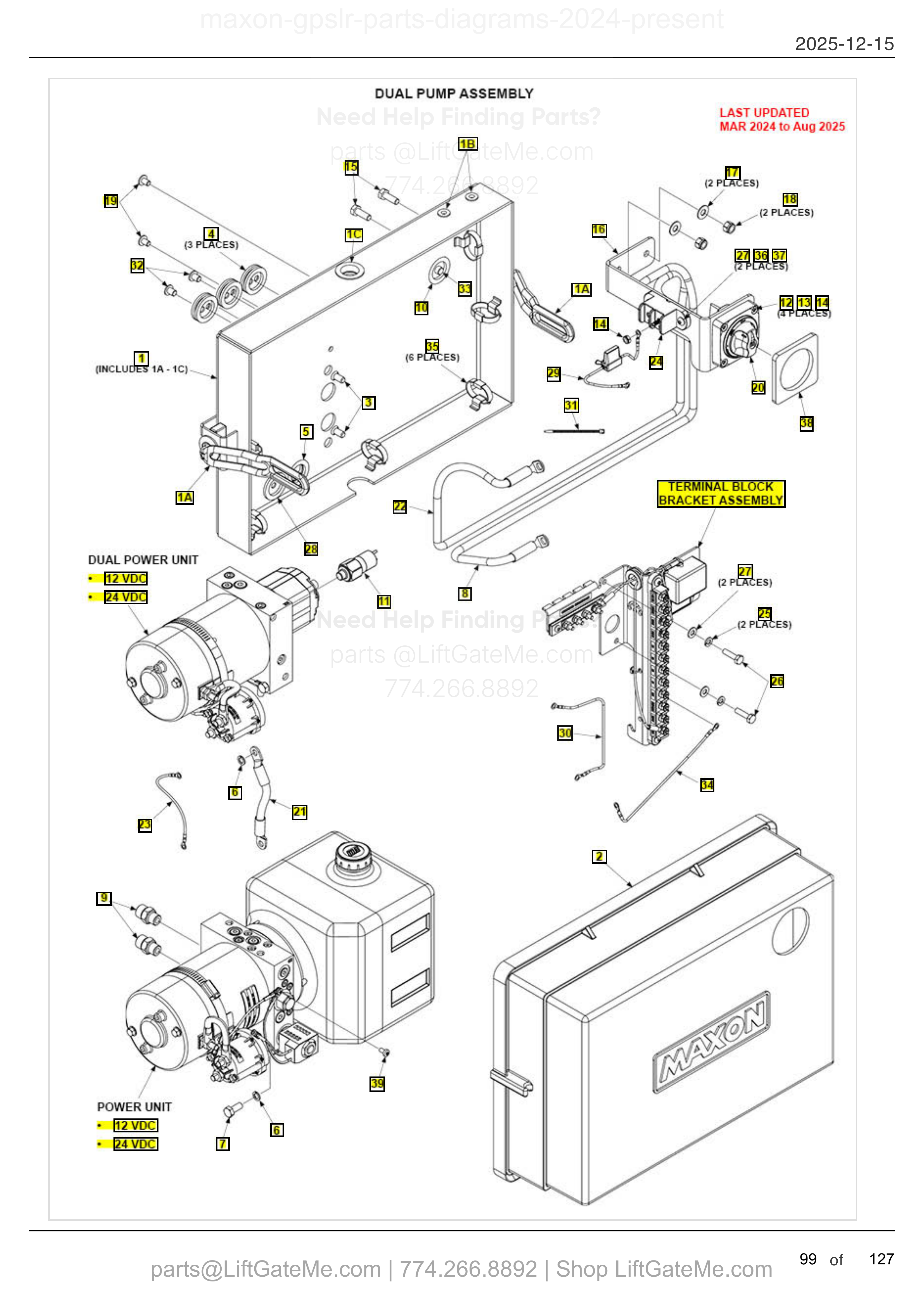 DUAL PUMP ASSEMBLY — MAR 2024 to Aug 2025 diagram