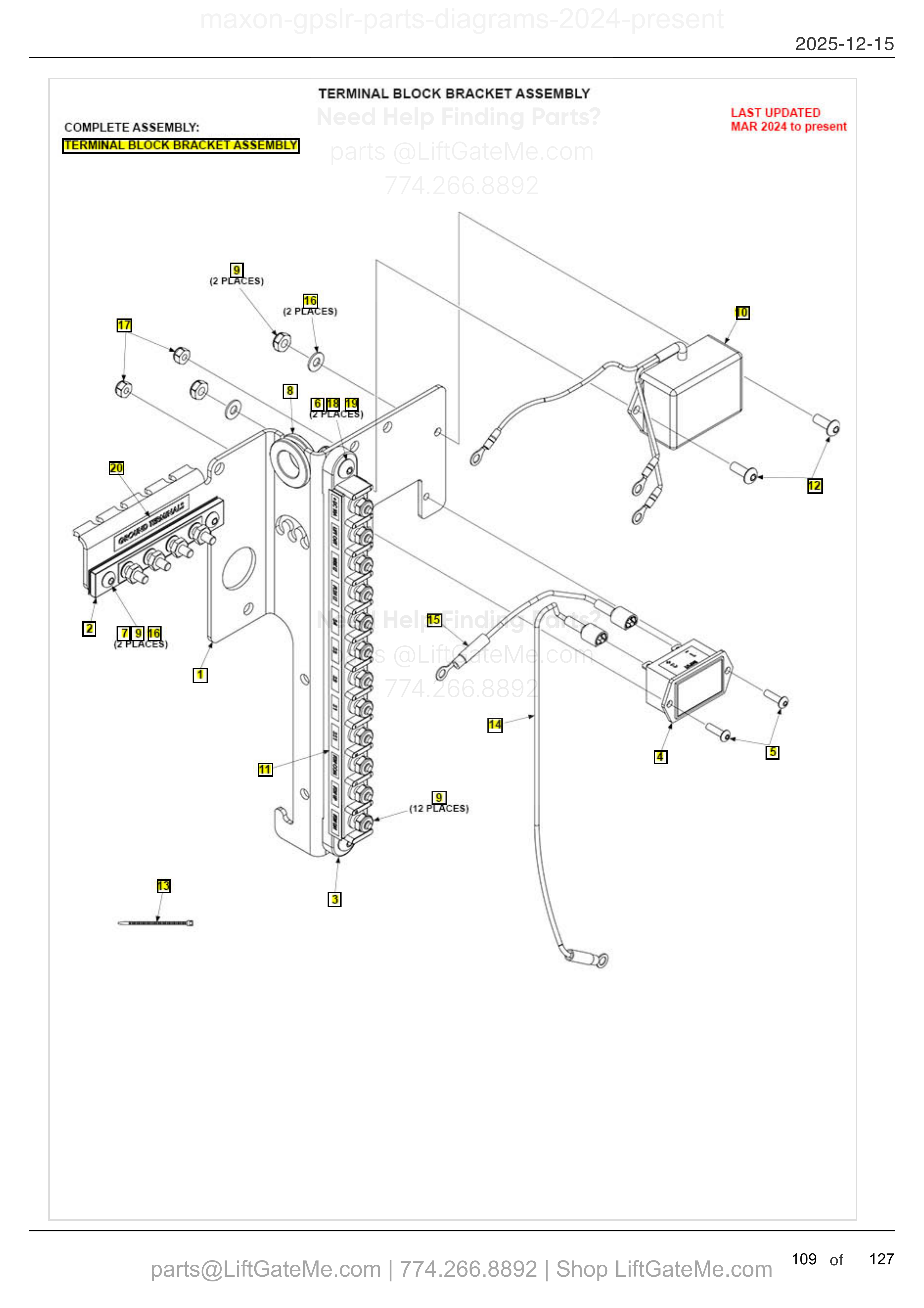 TERMINAL BLOCK BRACKET ASSEMBLY — MAR 2024 to present diagram