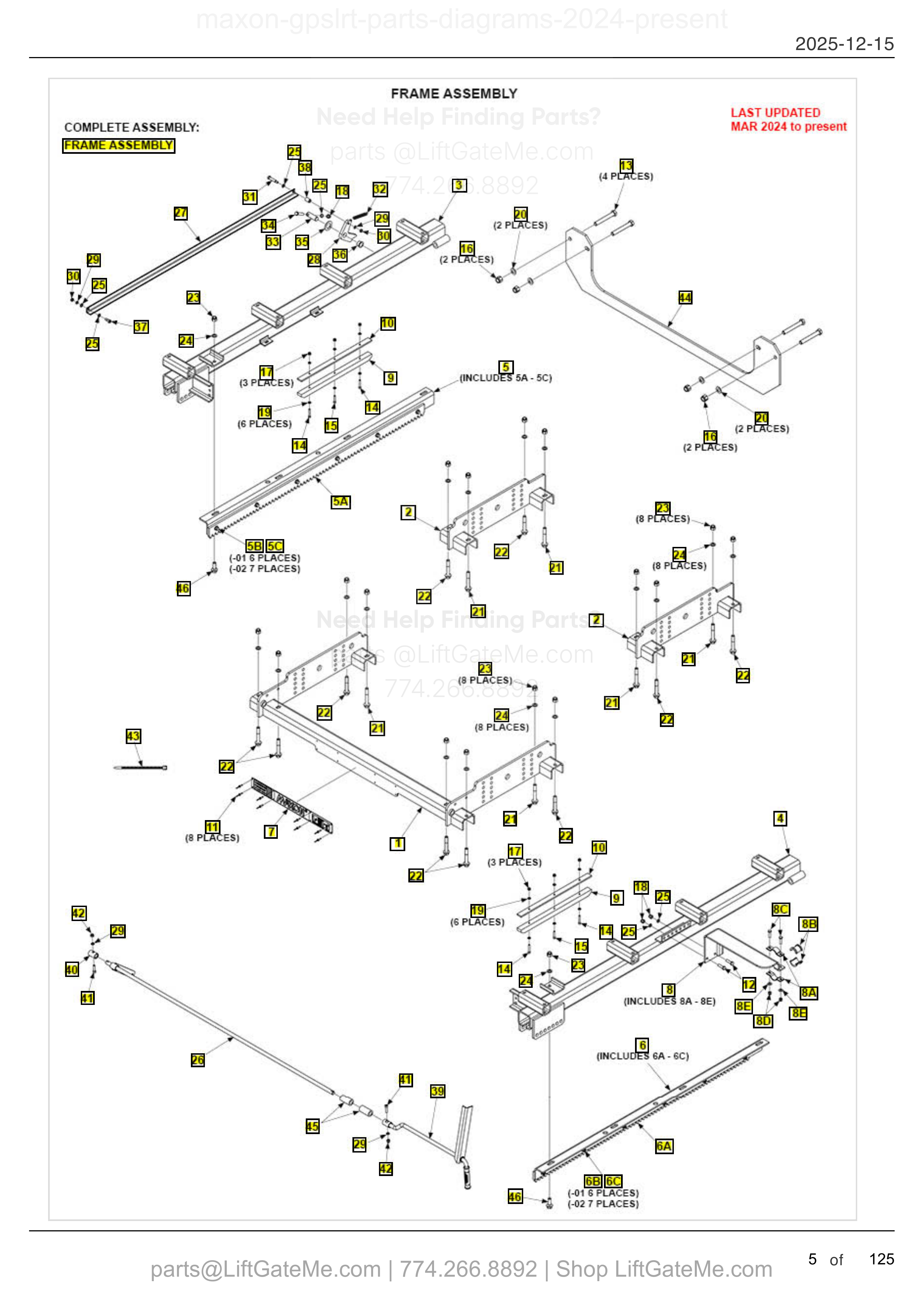 FRAME ASSEMBLY — MAR 2024 to present diagram