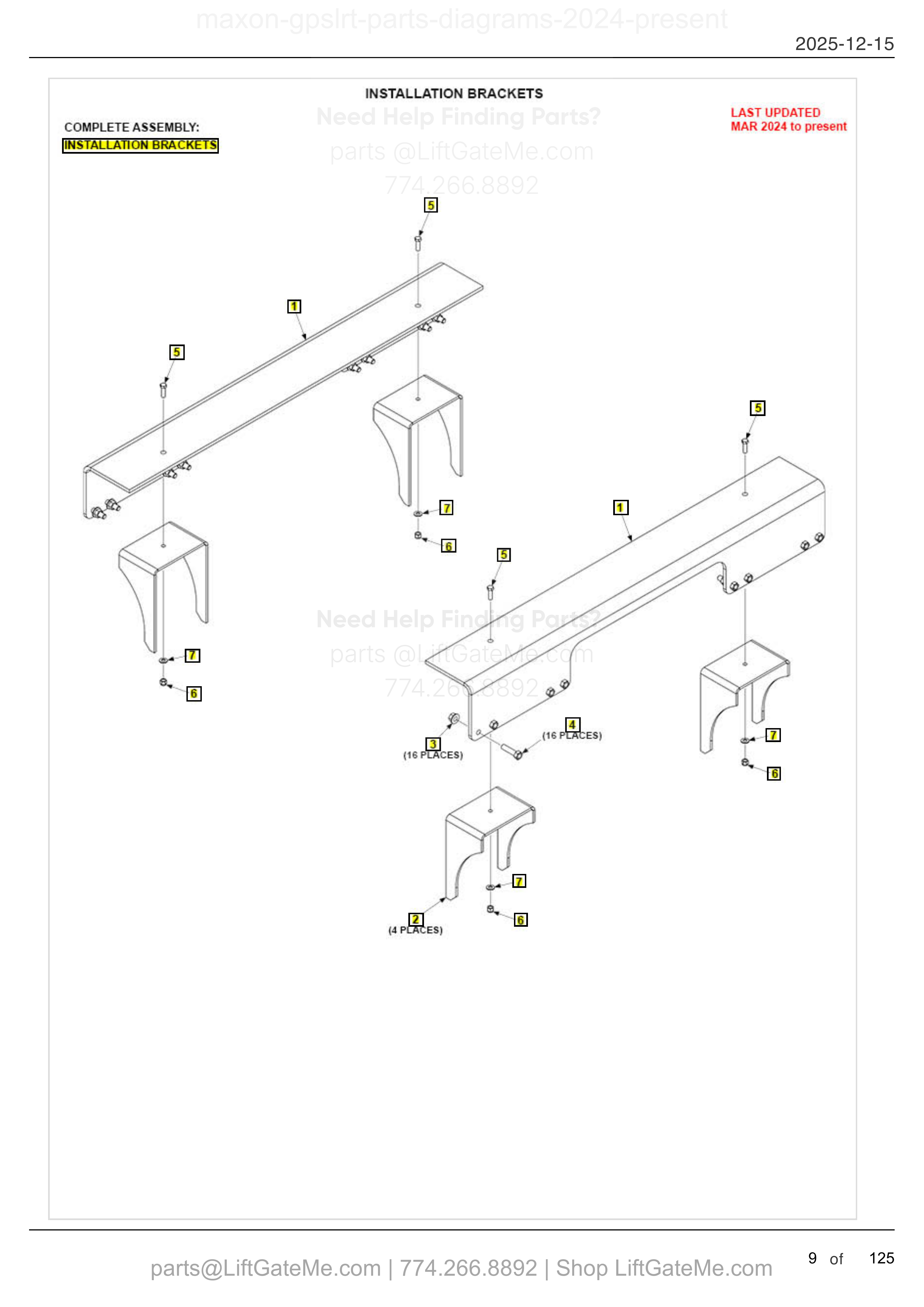 Installation Brackets — Mar 2024 to present diagram