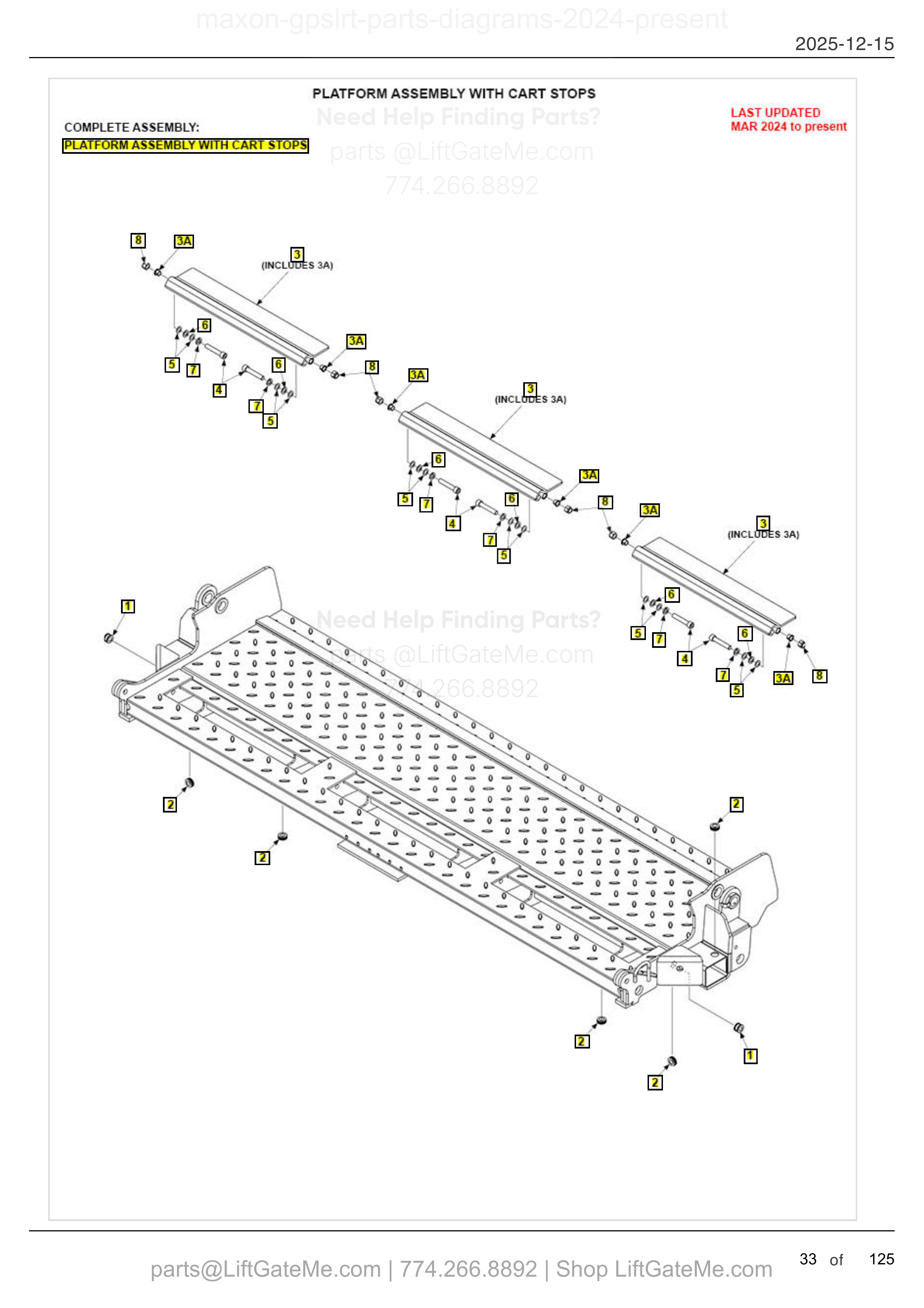 Platform Assembly With Cart Stops — Mar 2024 to present diagram