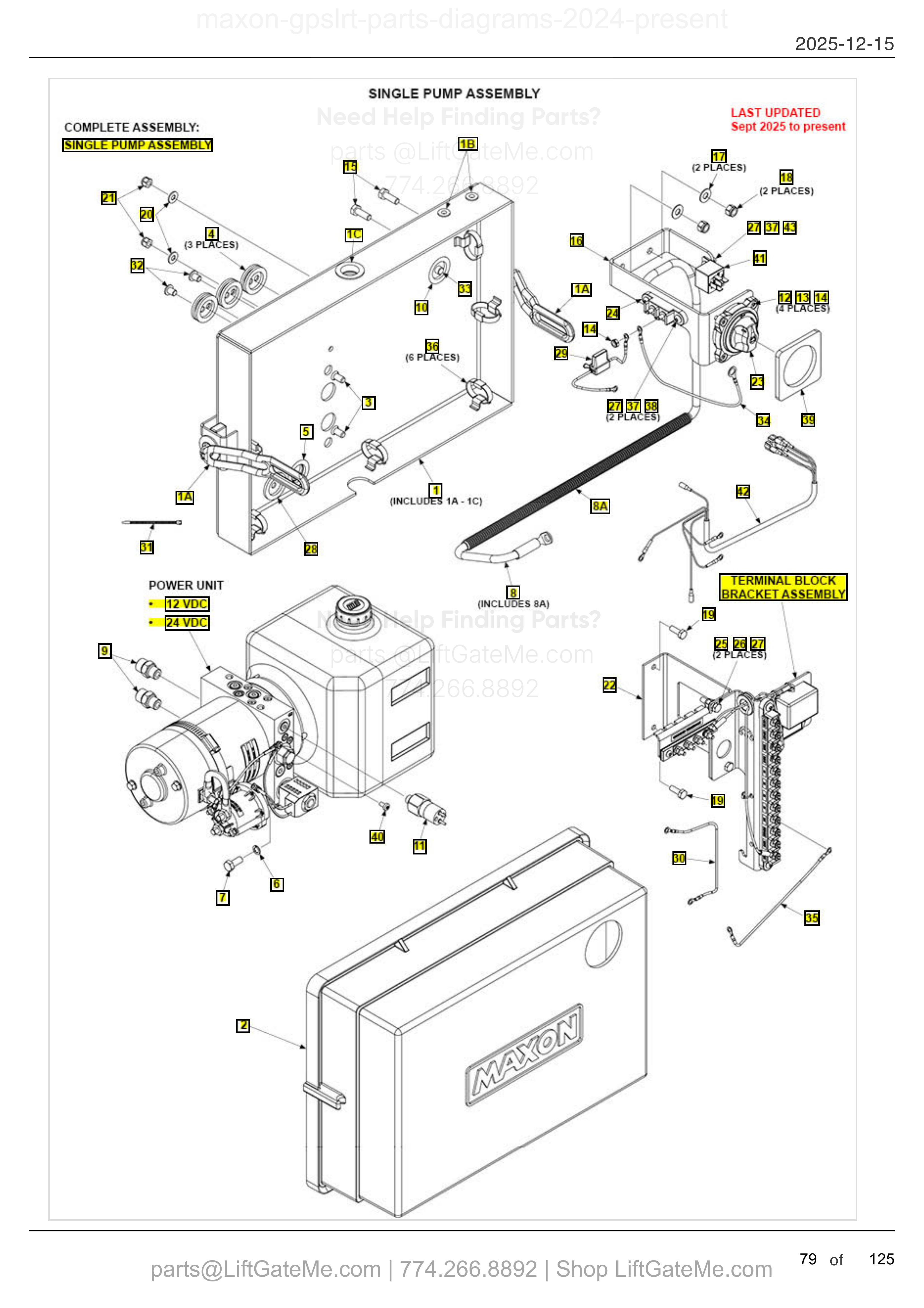 SINGLE PUMP ASSEMBLY — Sept 2025 to present diagram