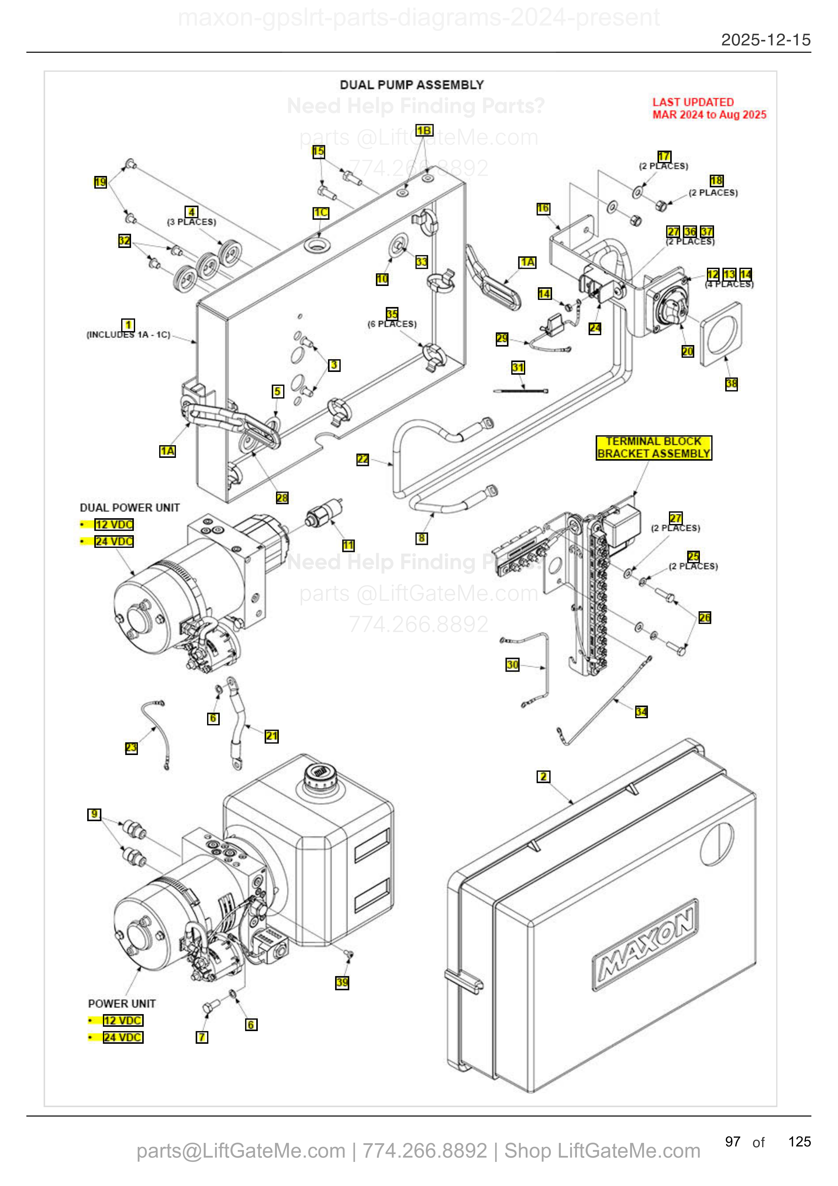 DUAL PUMP ASSEMBLY — MAR 2024 to Aug 2025 diagram
