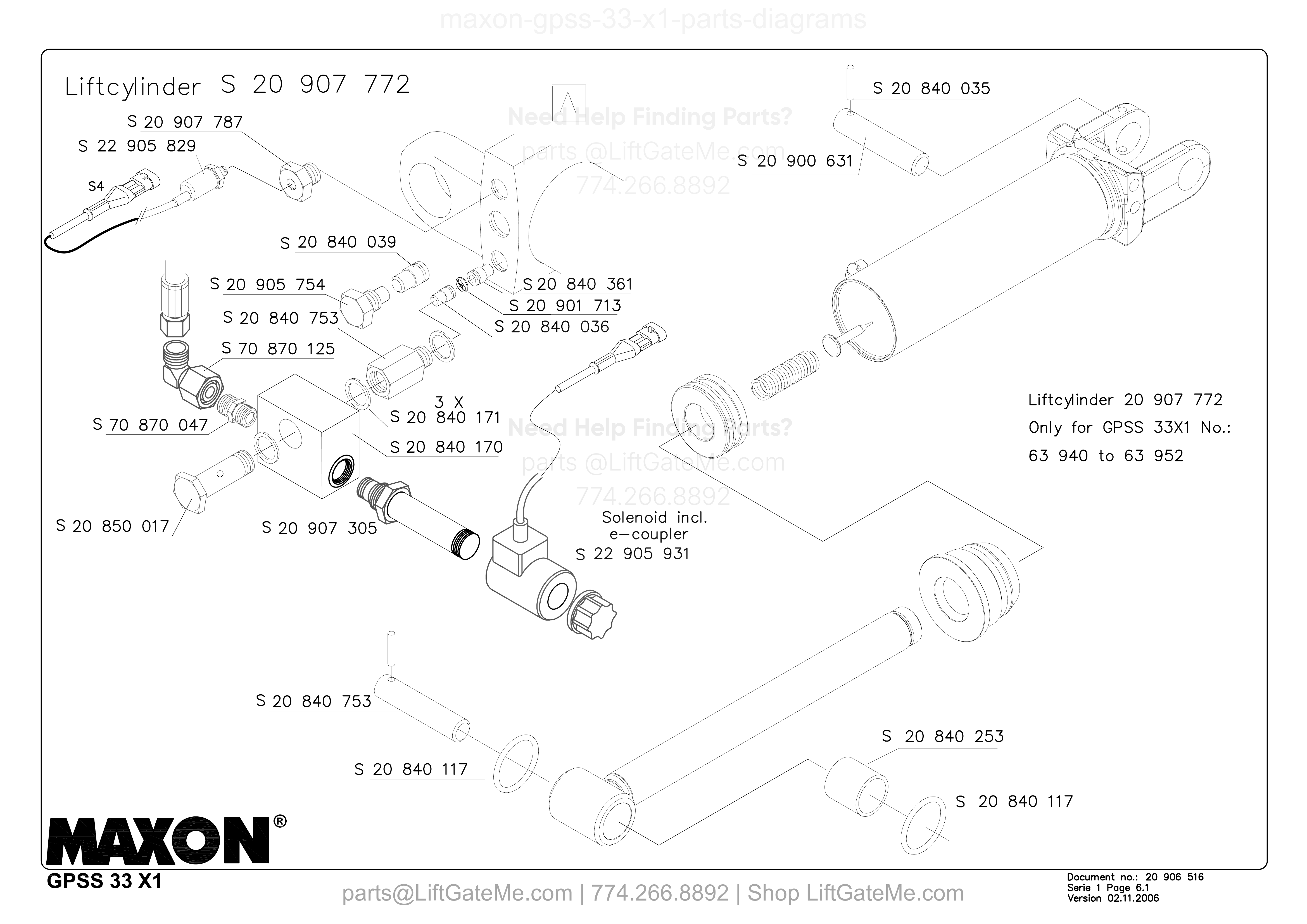 Liftcylinder S 20 907 772 diagram