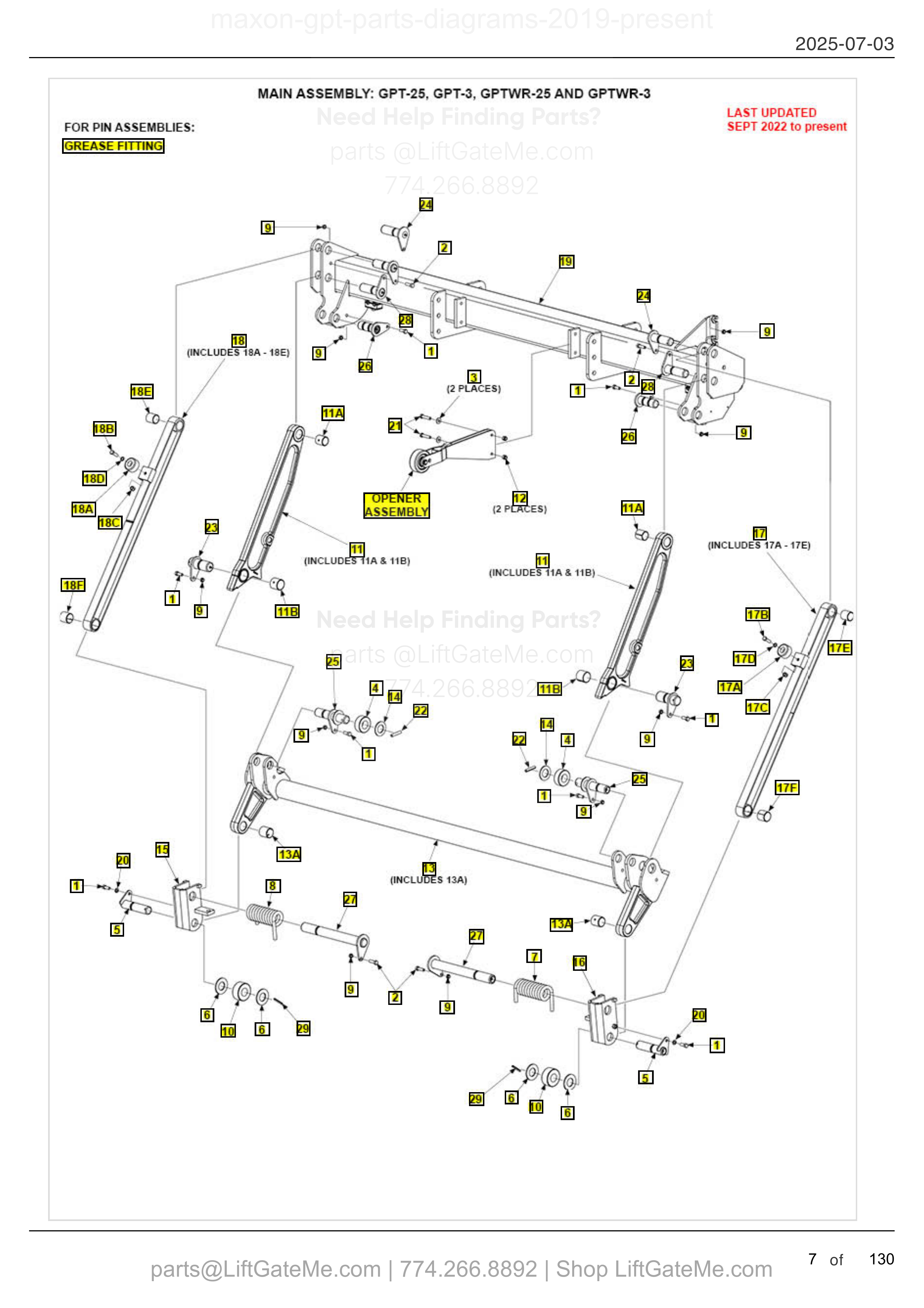 MAIN ASSEMBLY: GPT-25, GPT-3, GPTWR-25 AND GPTWR-3 diagram