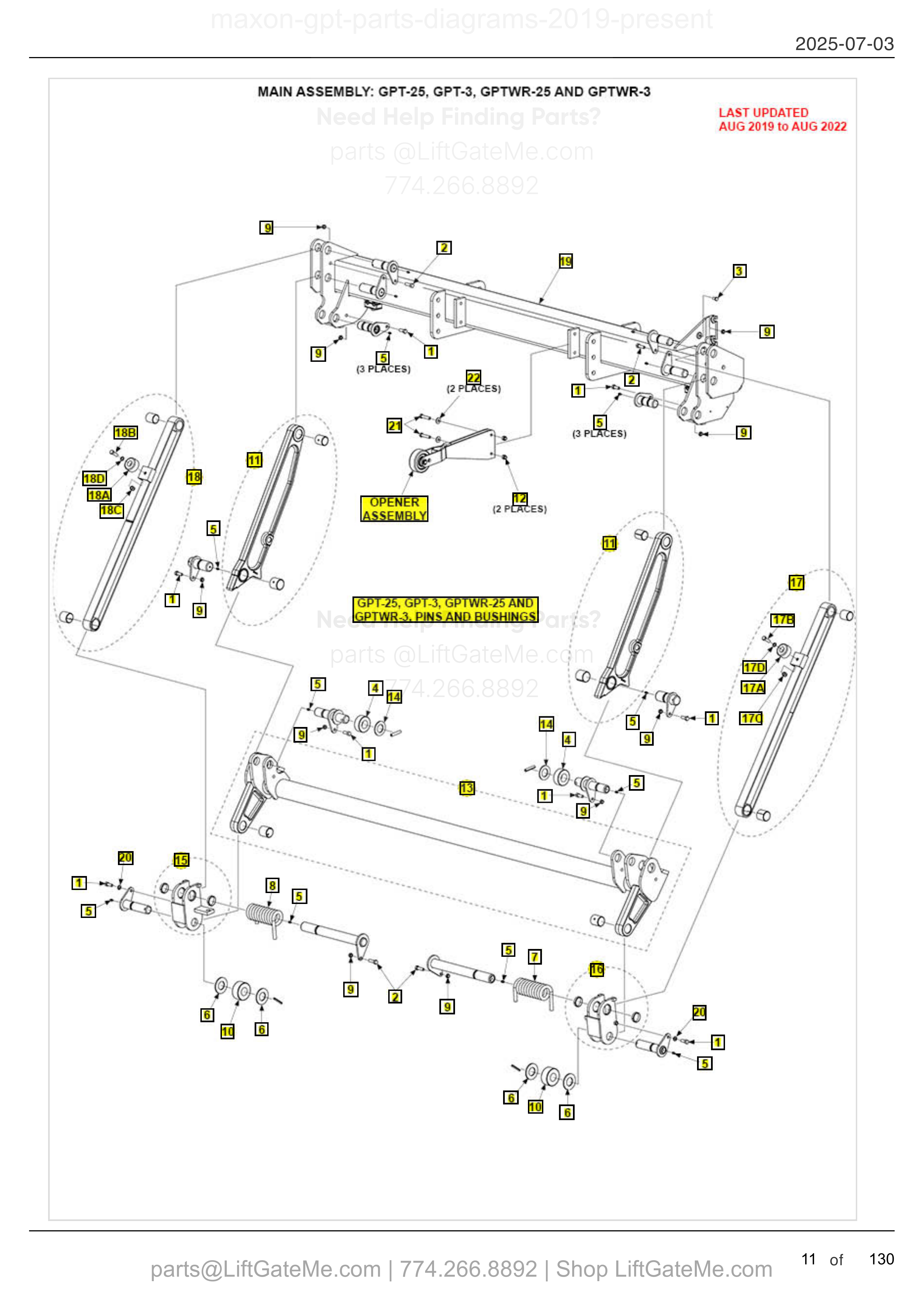 MAIN ASSEMBLY: GPT-25, GPT-3, GPTWR-25 AND GPTWR-3 diagram
