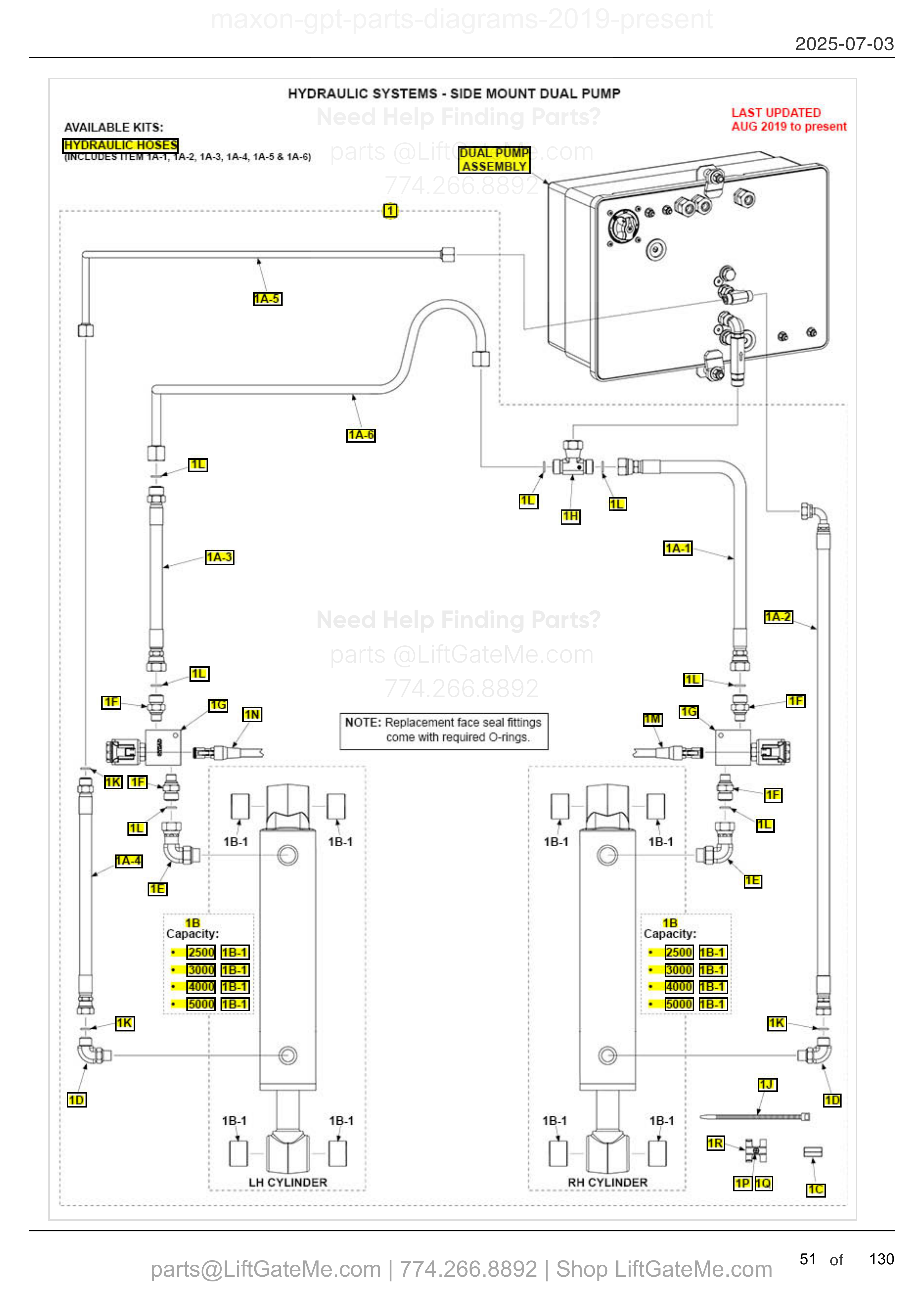 HYDRAULIC SYSTEMS - SIDE MOUNT DUAL PUMP diagram