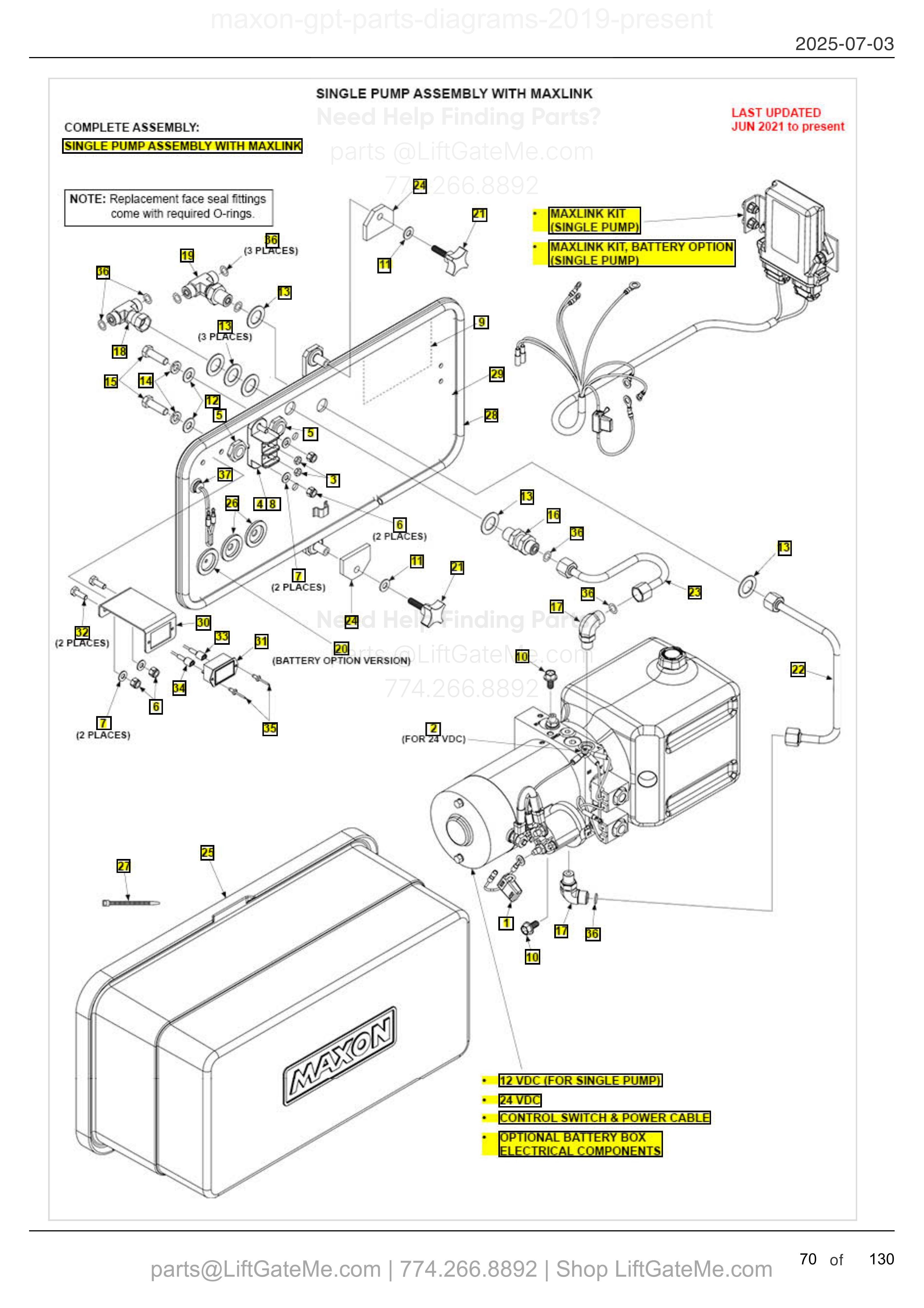 SINGLE PUMP ASSEMBLY WITH MAXLINK diagram