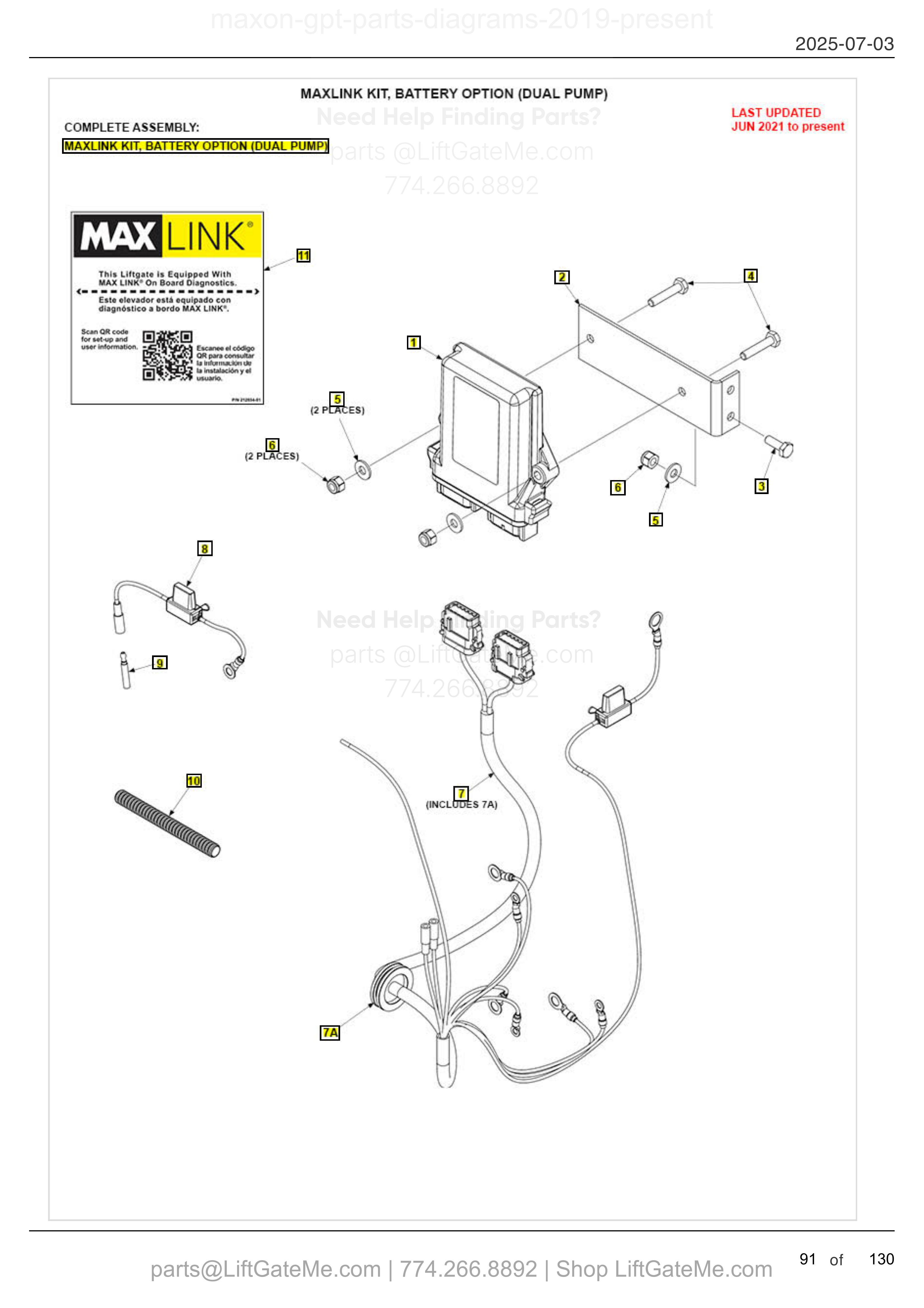 MAXLINK KIT, BATTERY OPTION (DUAL PUMP) diagram