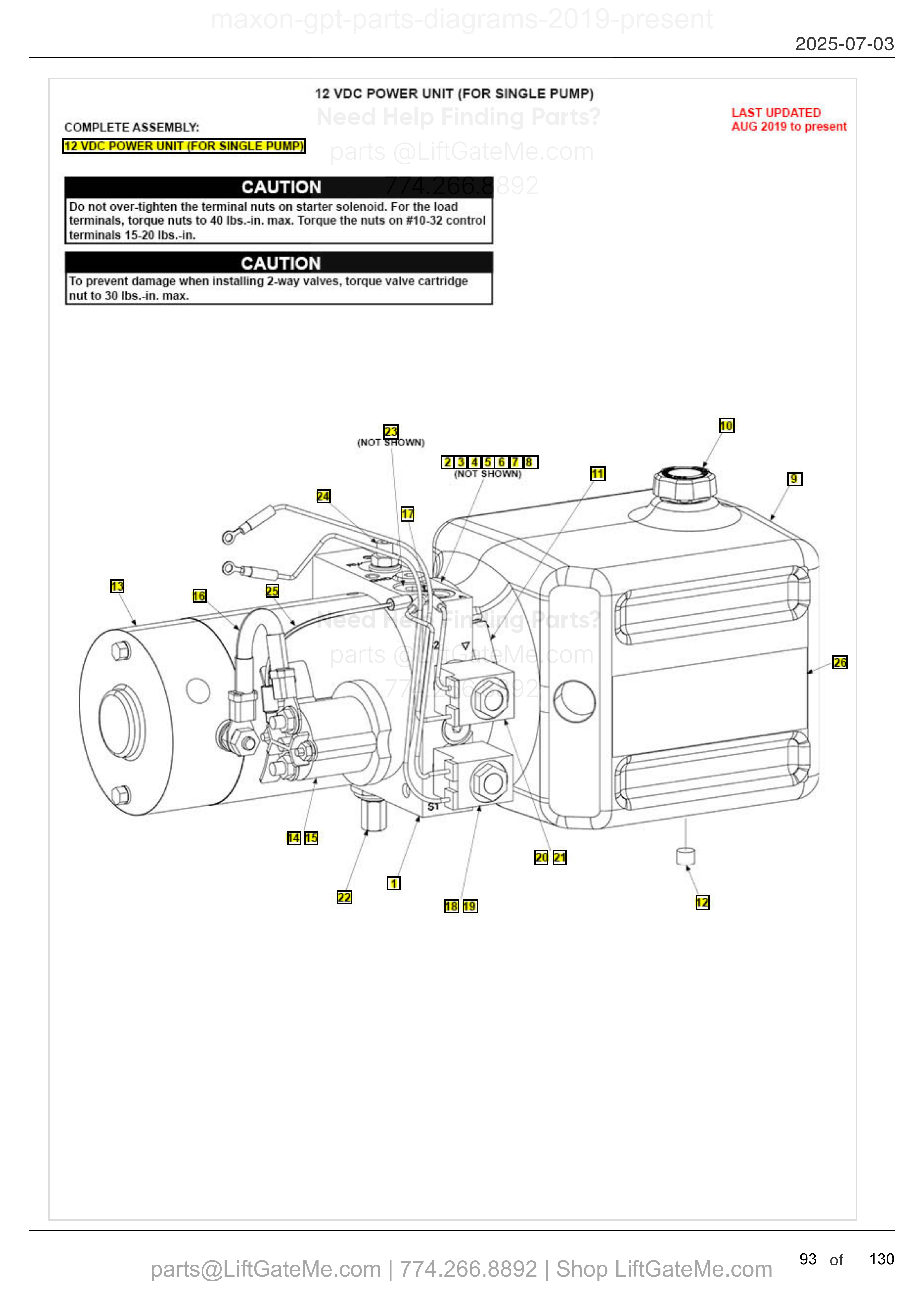 12 VDC POWER UNIT (FOR SINGLE PUMP) diagram