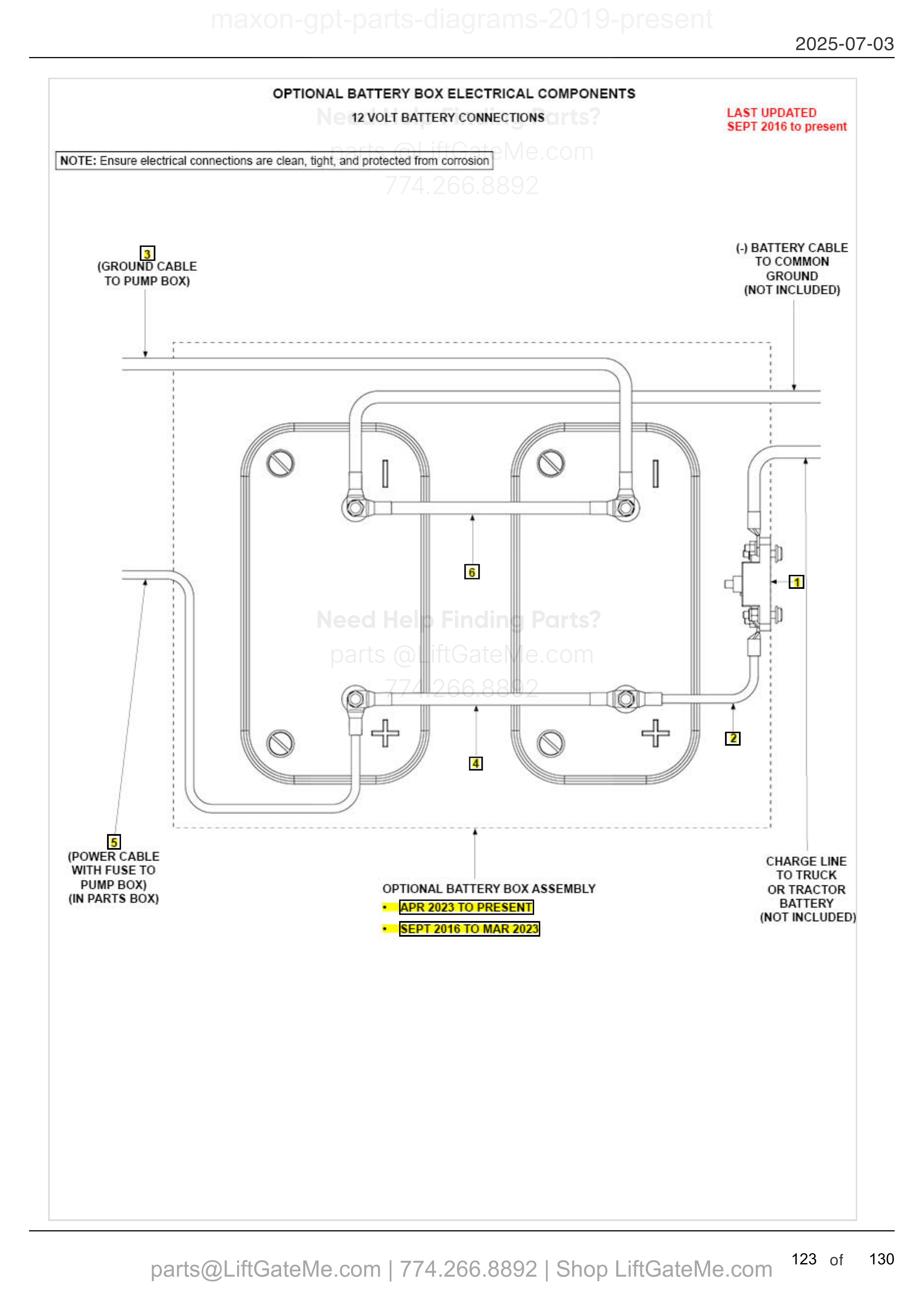 OPTIONAL BATTERY BOX ELECTRICAL COMPONENTS diagram