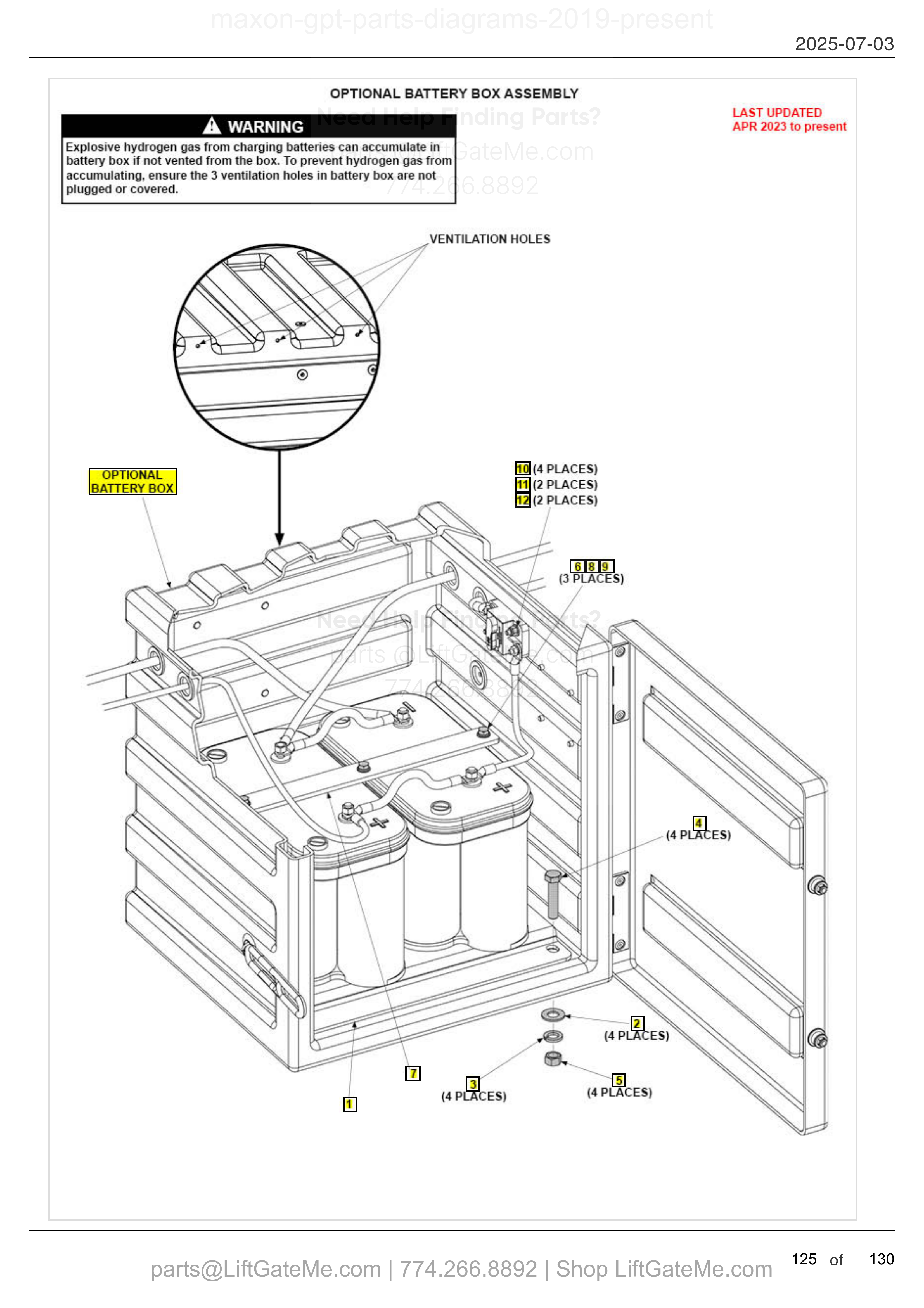 OPTIONAL BATTERY BOX ASSEMBLY diagram