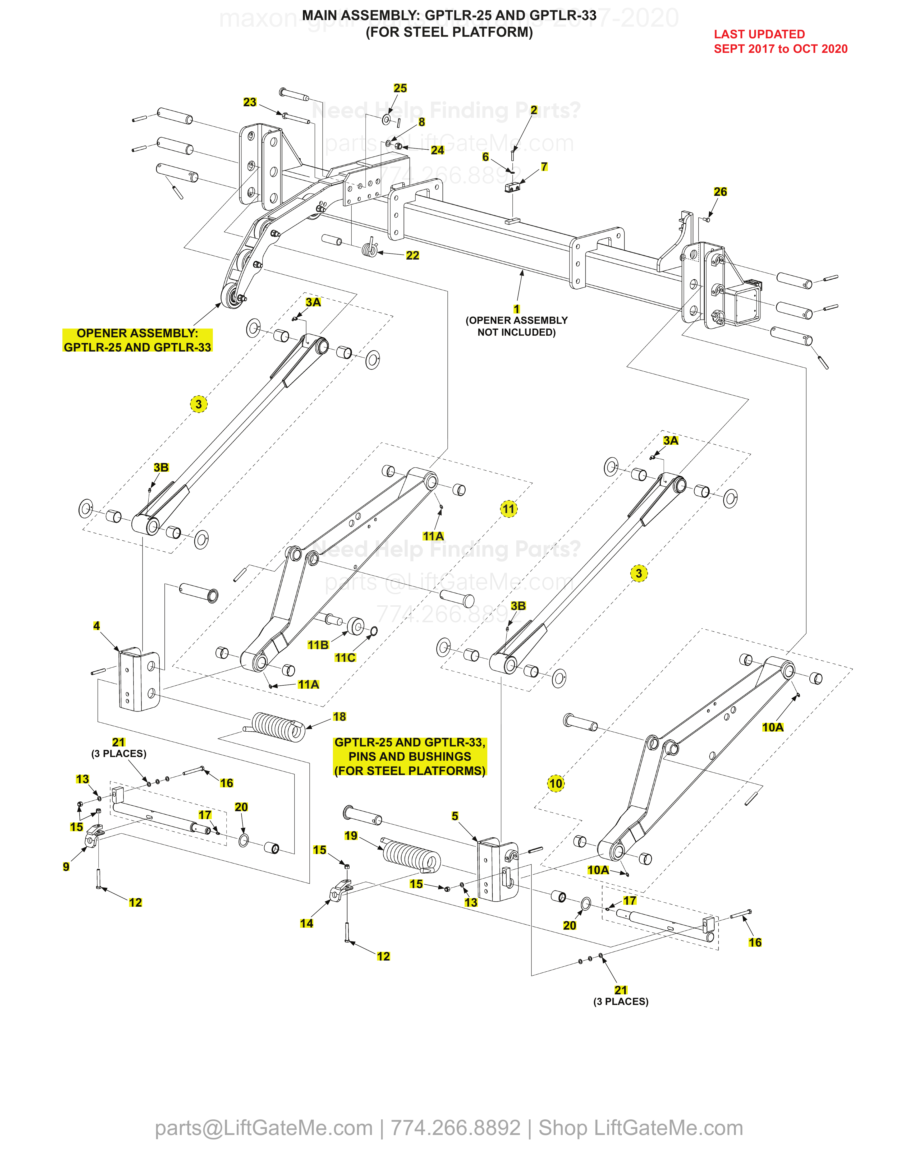 MAIN ASSEMBLY: GPTLR-25 AND GPTLR-33 (FOR STEEL PLATFORM) diagram