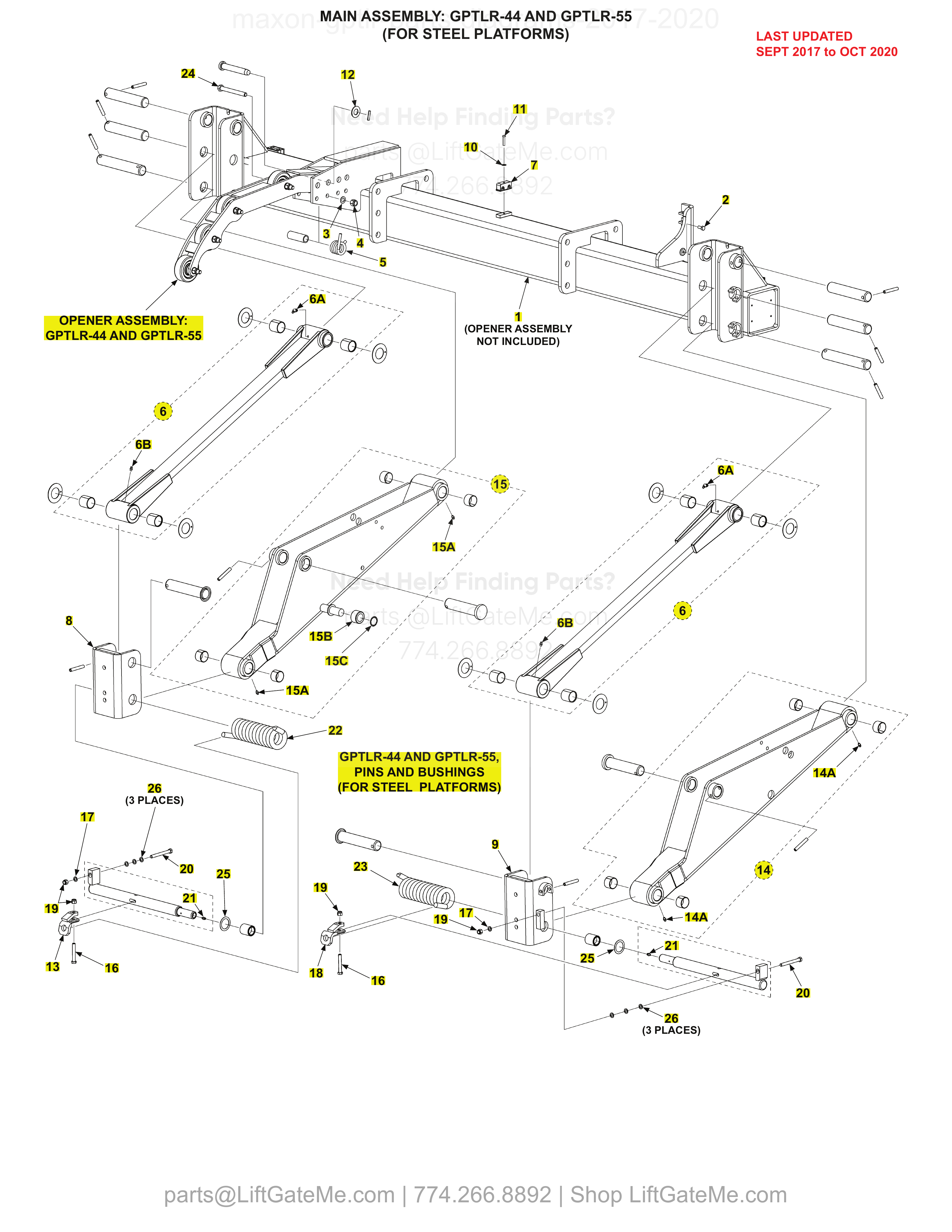 MAIN ASSEMBLY: GPTLR-44 AND GPTLR-55 (FOR STEEL PLATFORMS) diagram