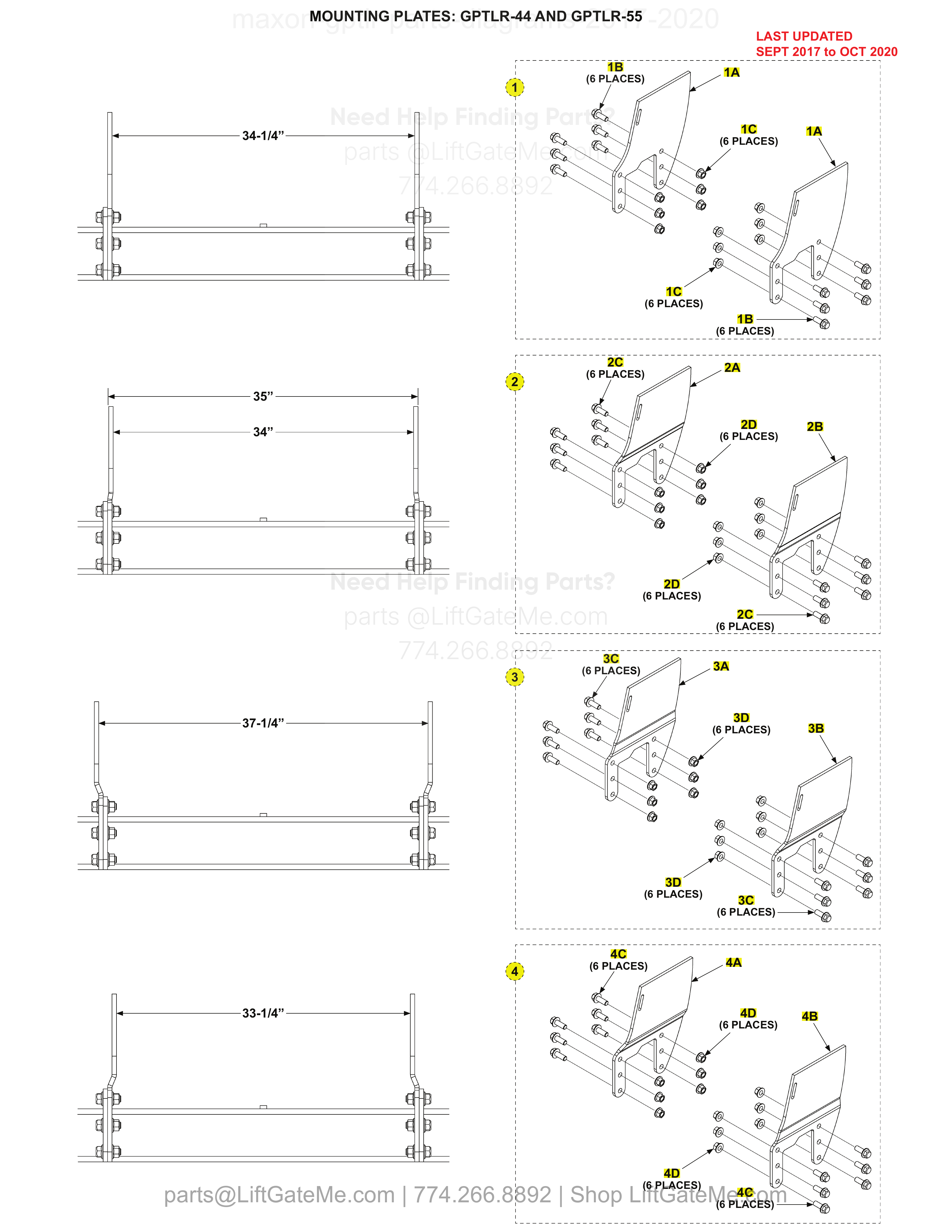 MOUNTING PLATES: GPTLR-44 AND GPTLR-55 diagram