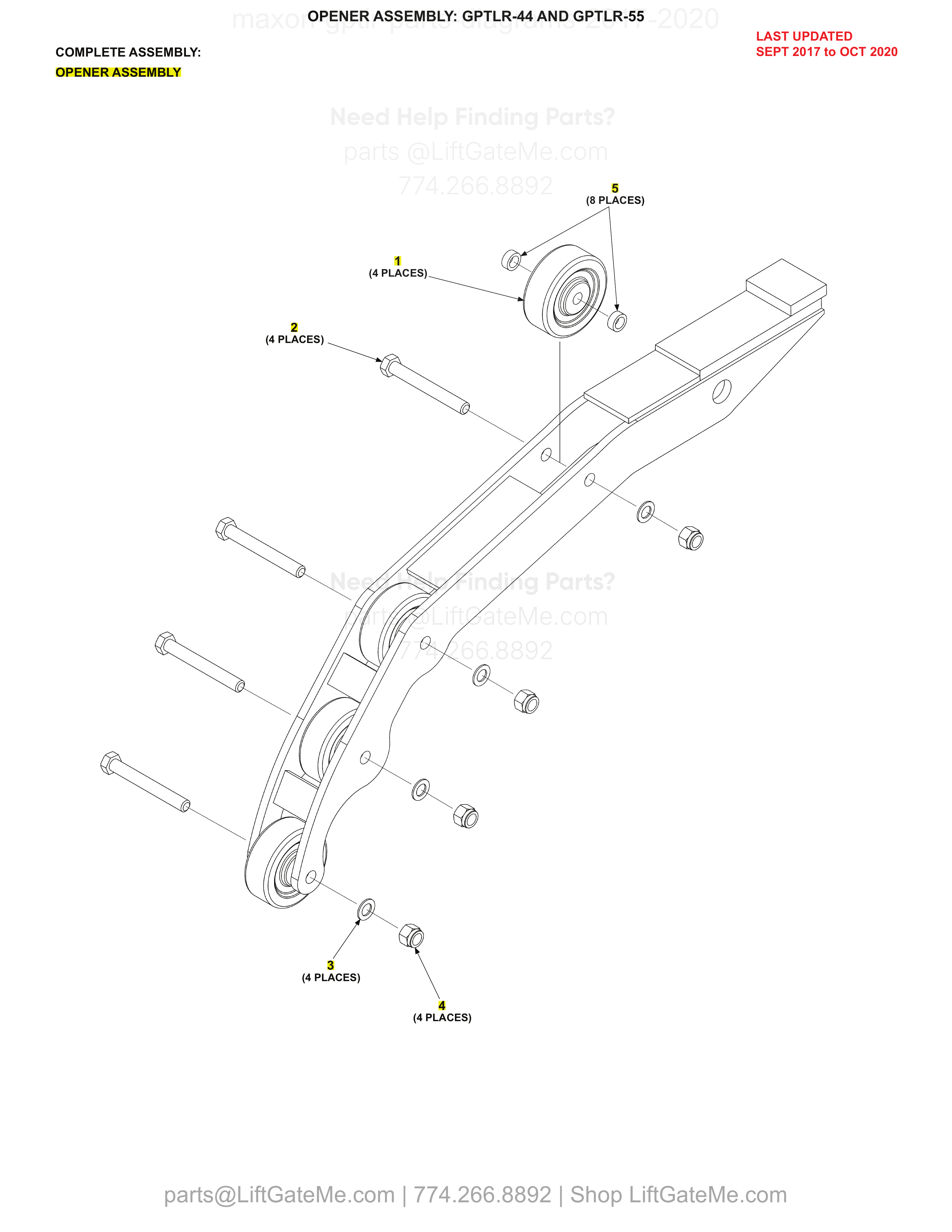 OPENER ASSEMBLY: GPTLR-44 AND GPTLR-55 diagram