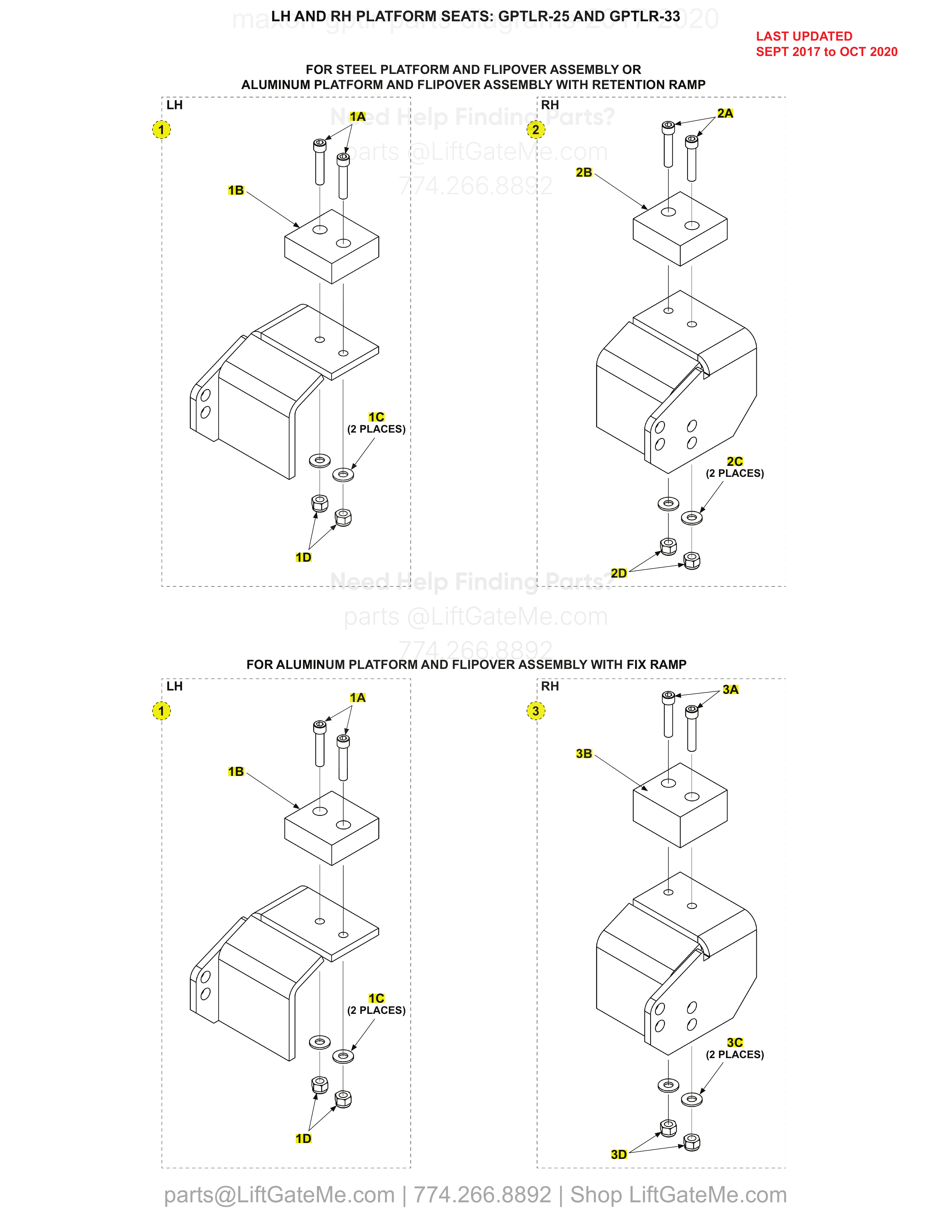 LH AND RH PLATFORM SEATS: GPTLR-25 AND GPTLR-33 diagram