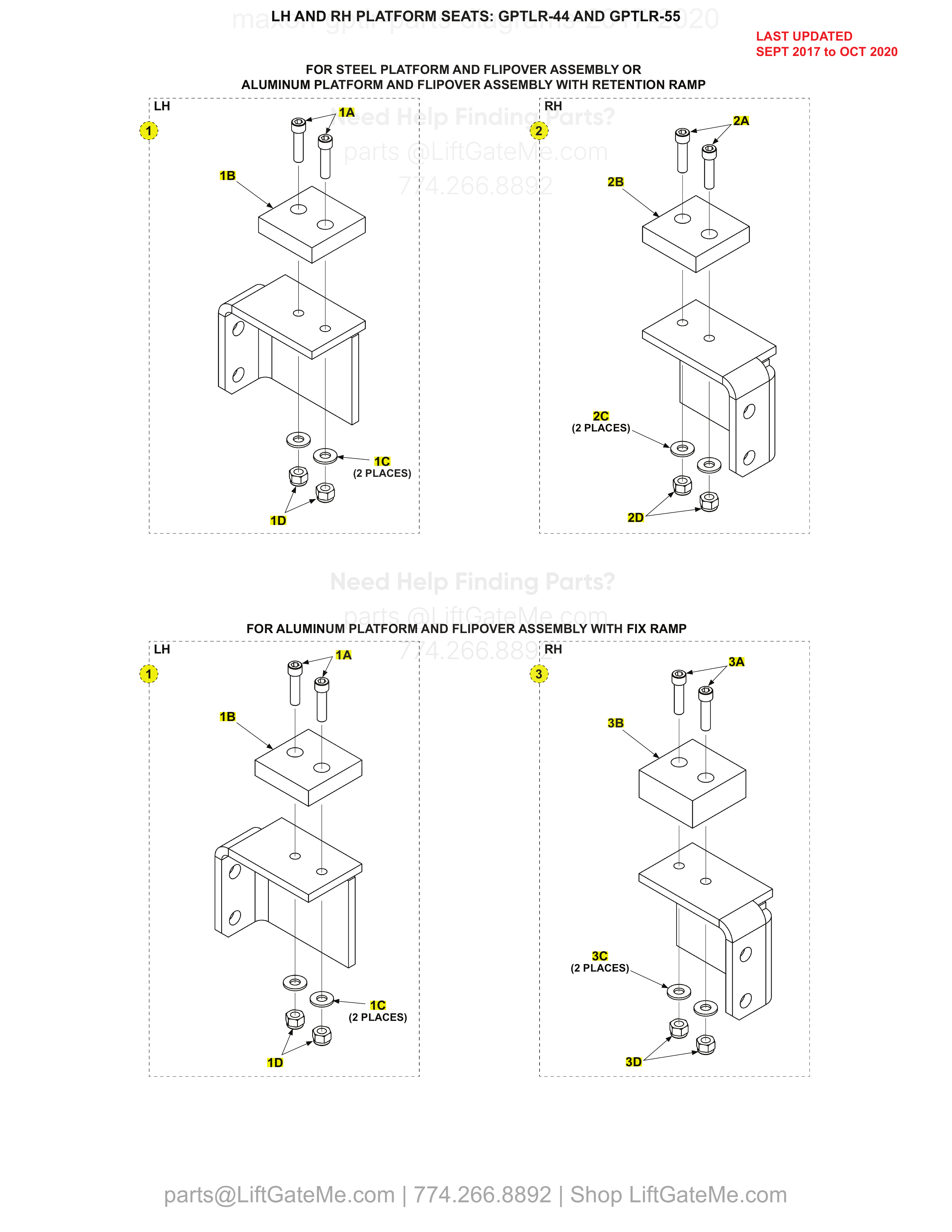 LH AND RH PLATFORM SEATS: GPTLR-44 AND GPTLR-55 diagram