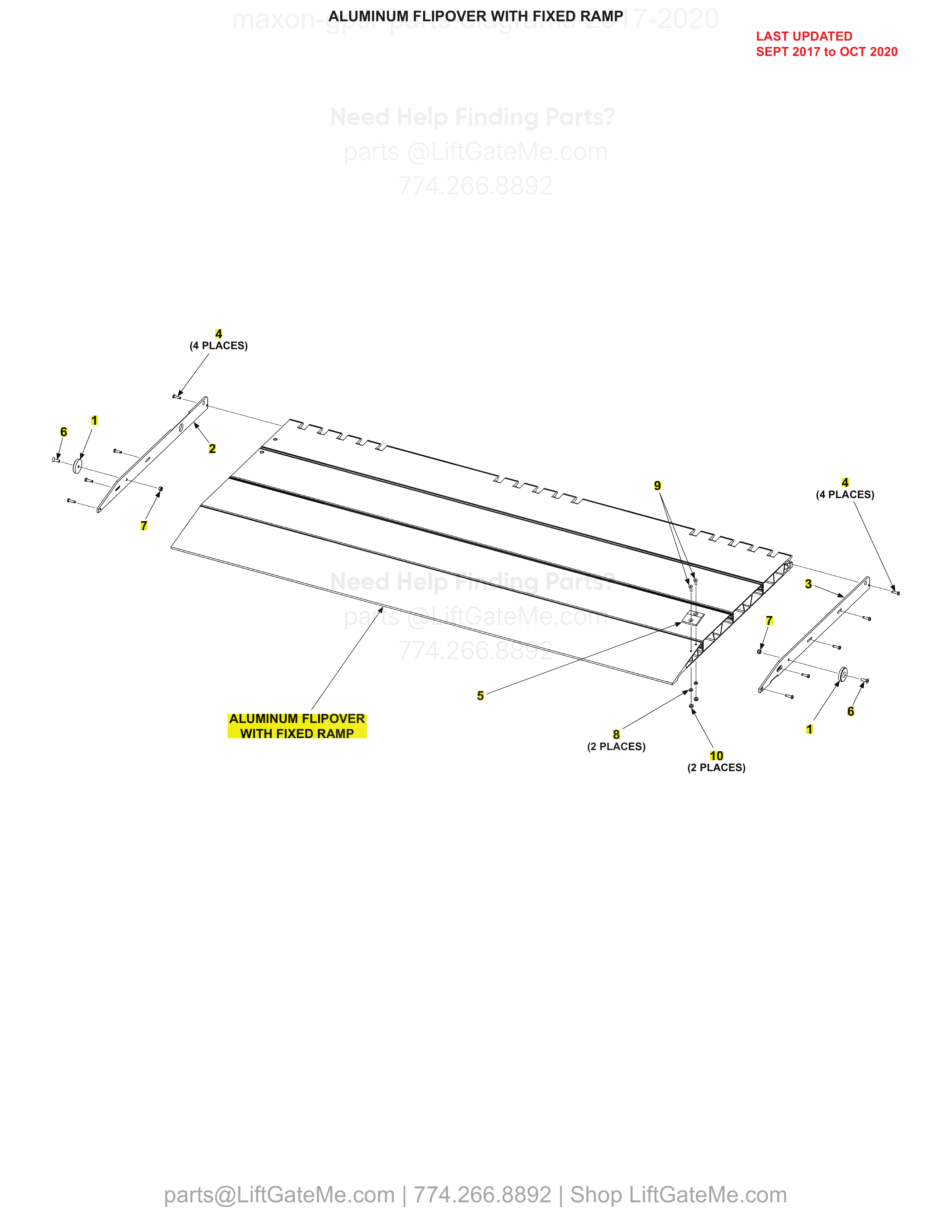 ALUMINUM FLIPOVER WITH FIXED RAMP diagram