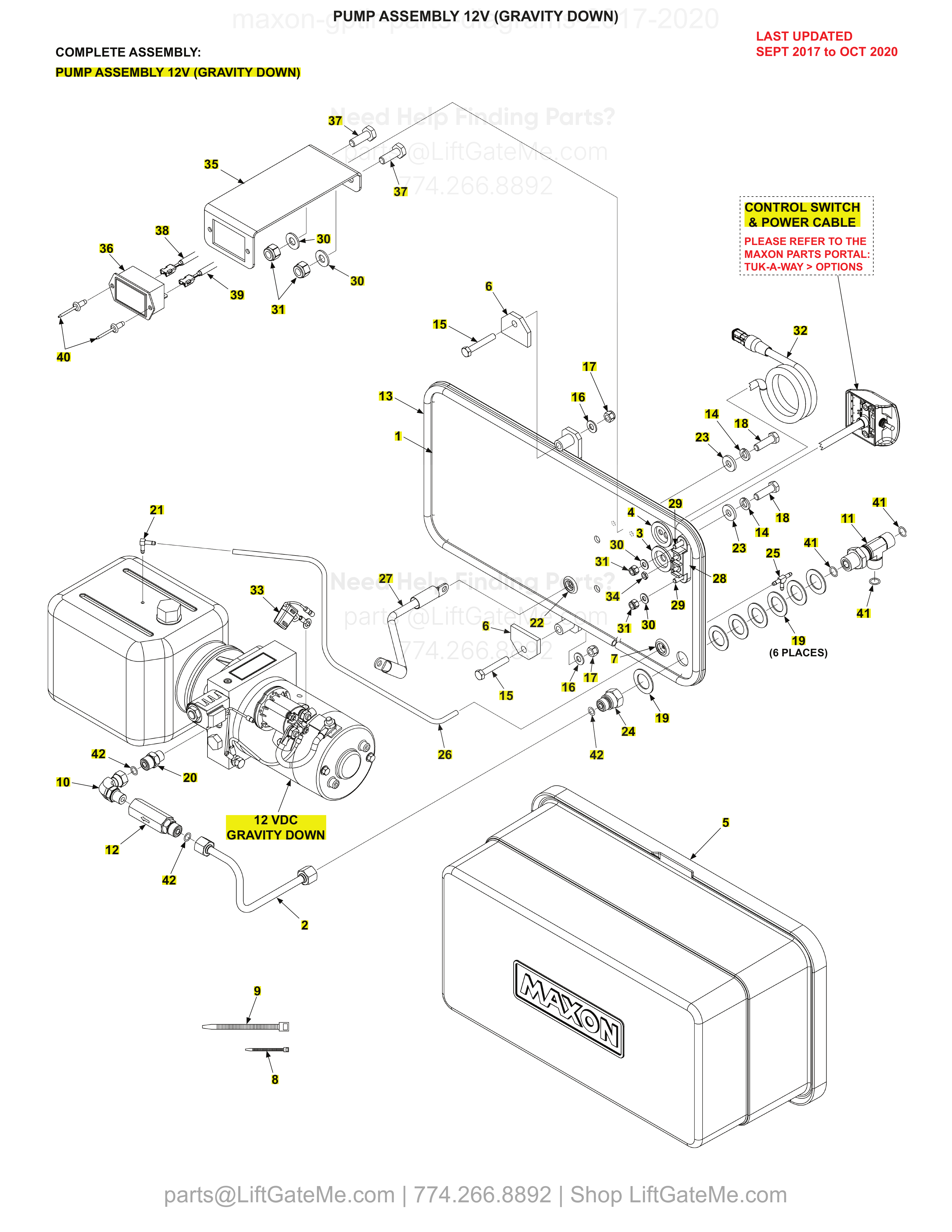 PUMP ASSEMBLY 12V (GRAVITY DOWN) diagram