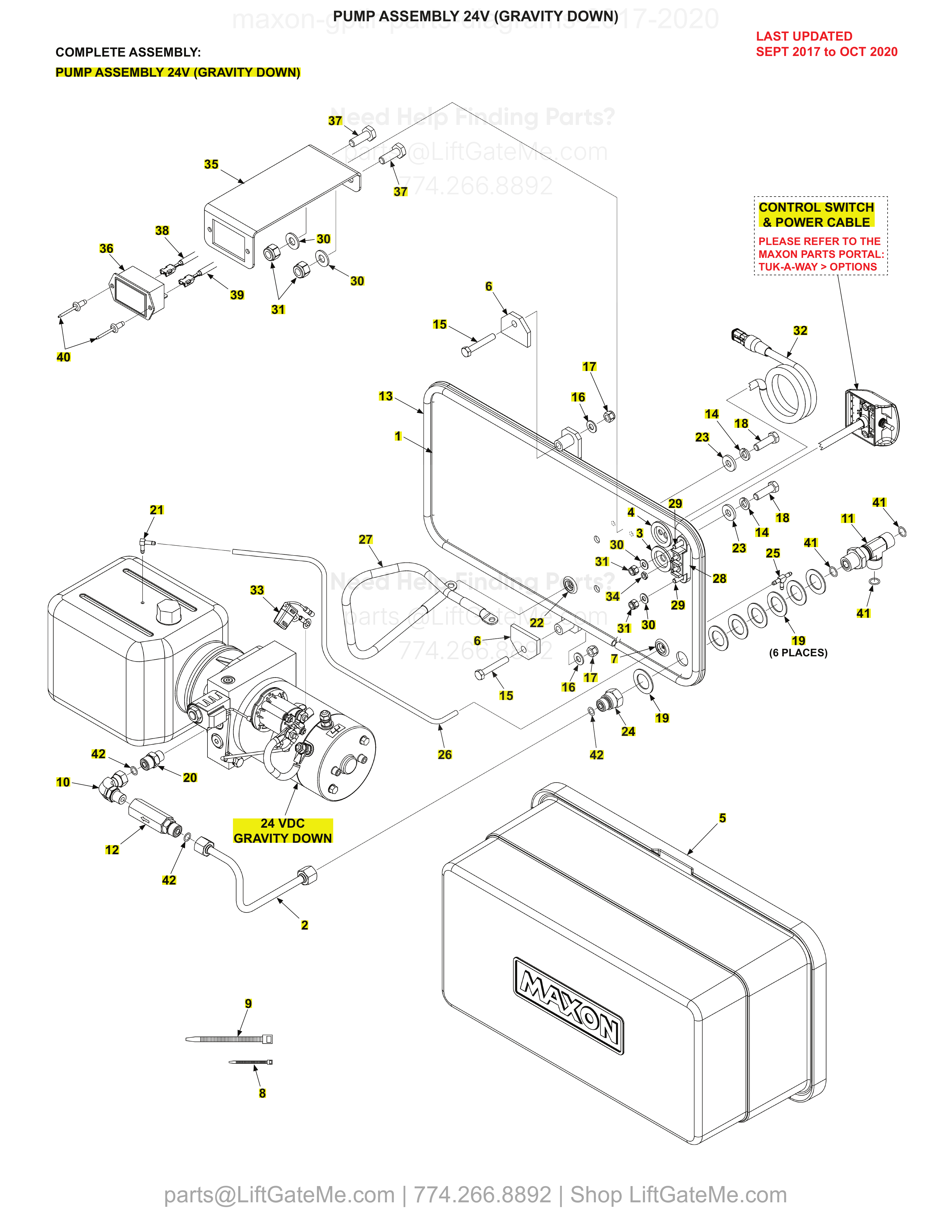 PUMP ASSEMBLY 24V (GRAVITY DOWN) diagram