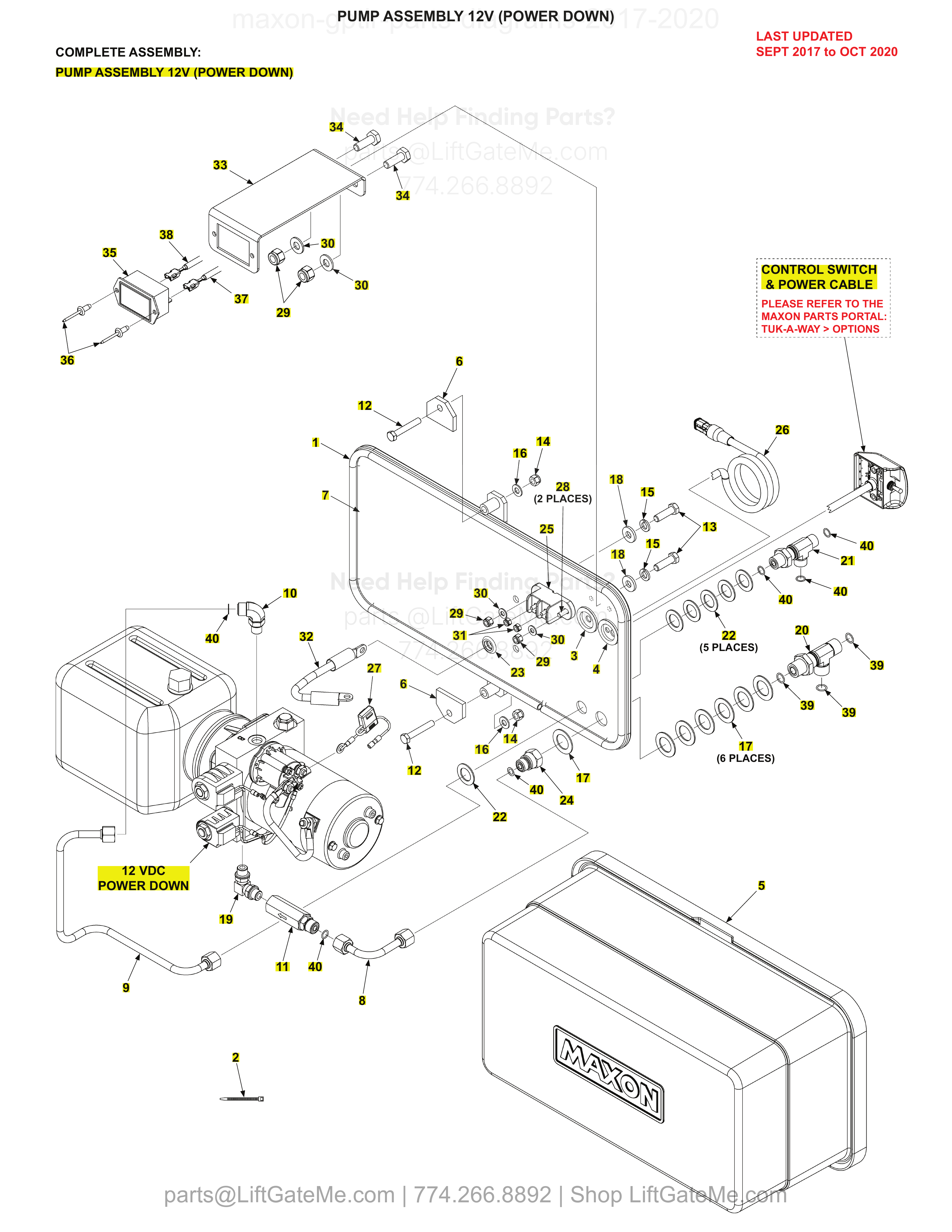 PUMP ASSEMBLY 12V (POWER DOWN) diagram