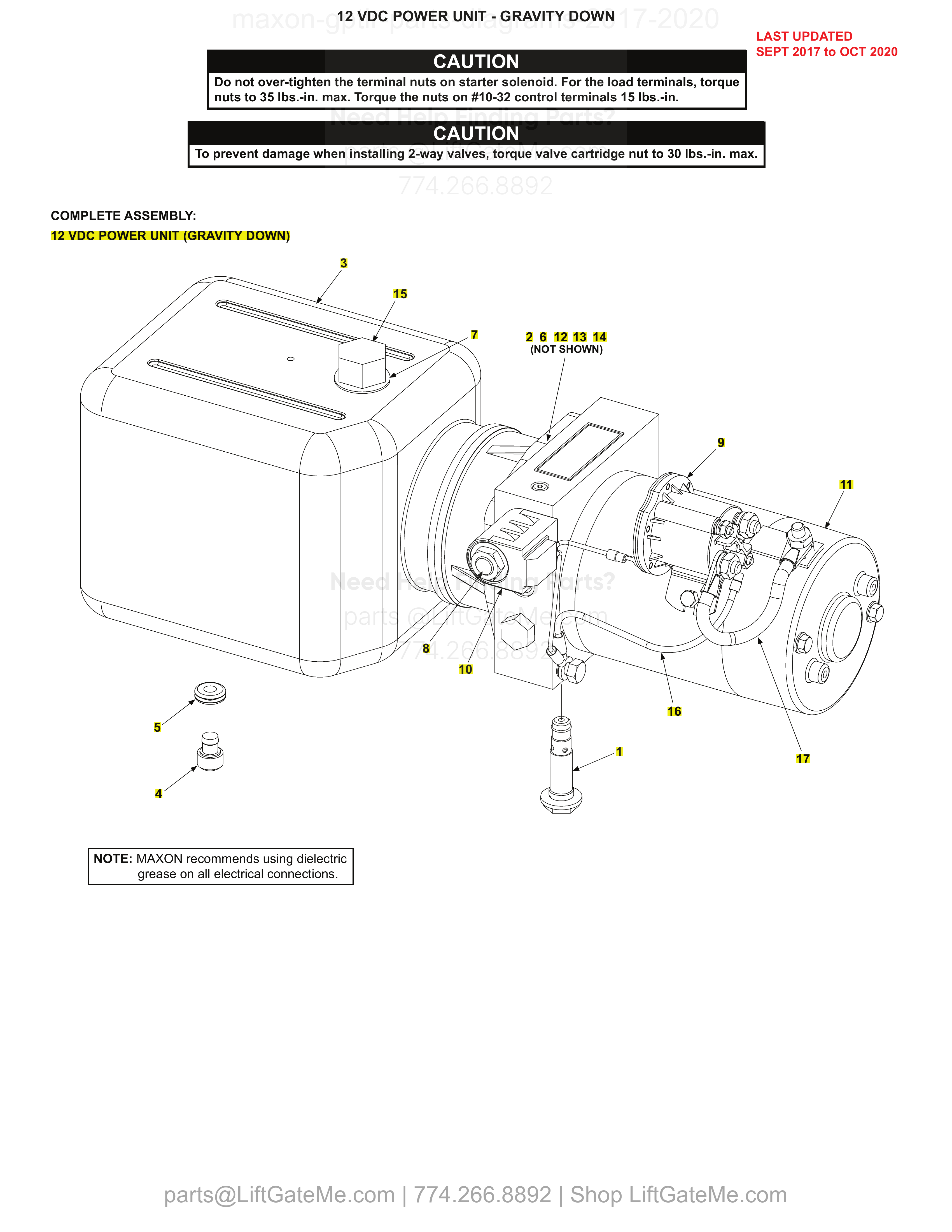 12 VDC POWER UNIT - GRAVITY DOWN diagram